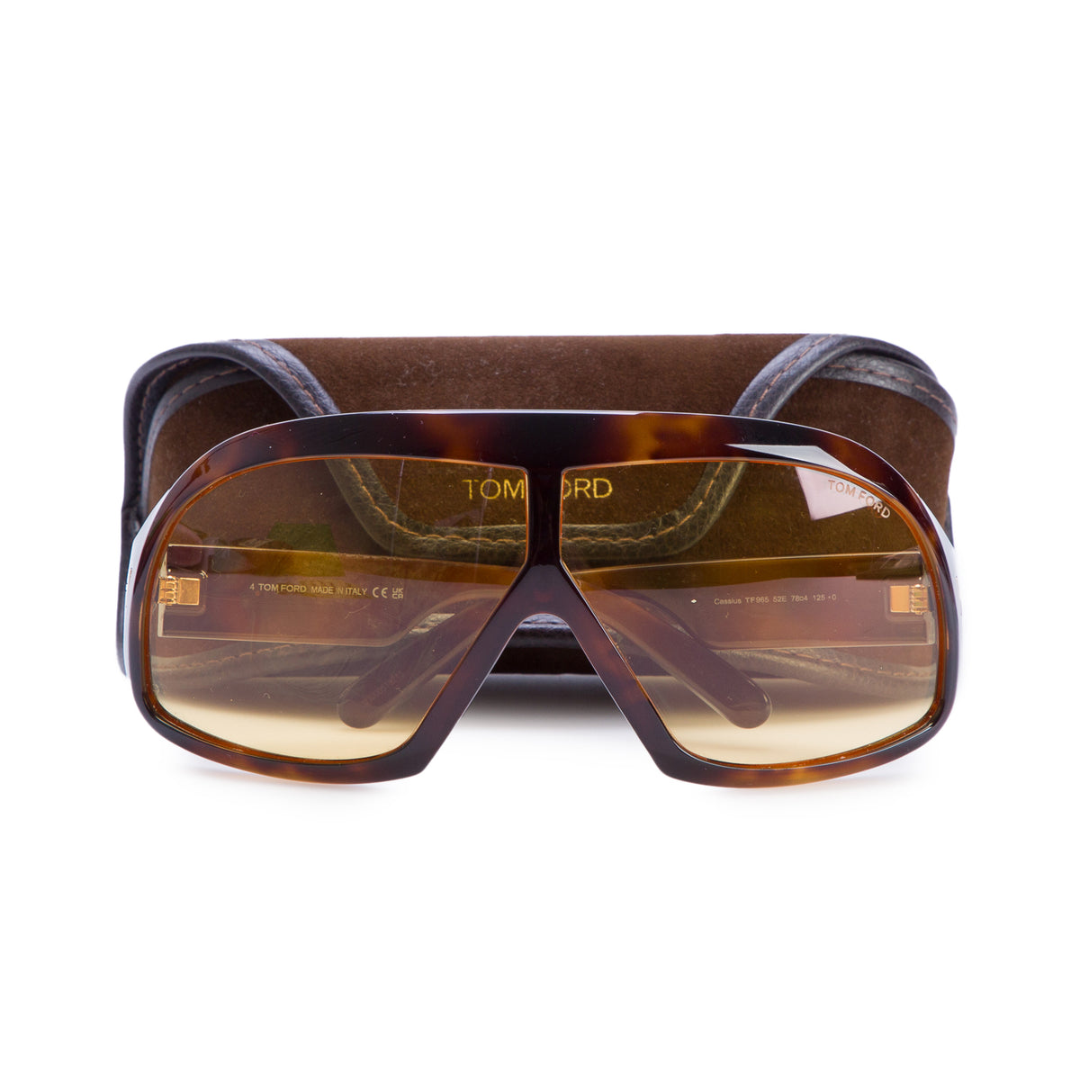Tom Ford TF 965 Brown Cassius Shield Oversized Sunglasses w/ Case
