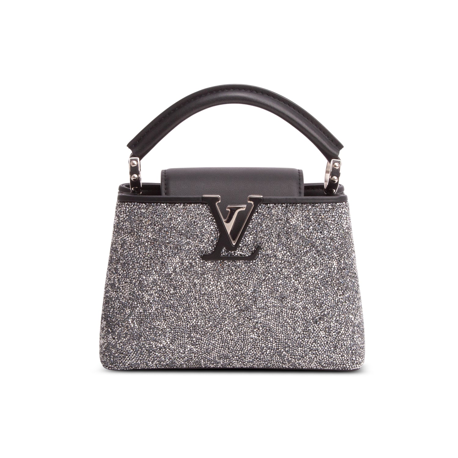 Louis Vuitton Black Crystal Capucines Mini w/ Strap