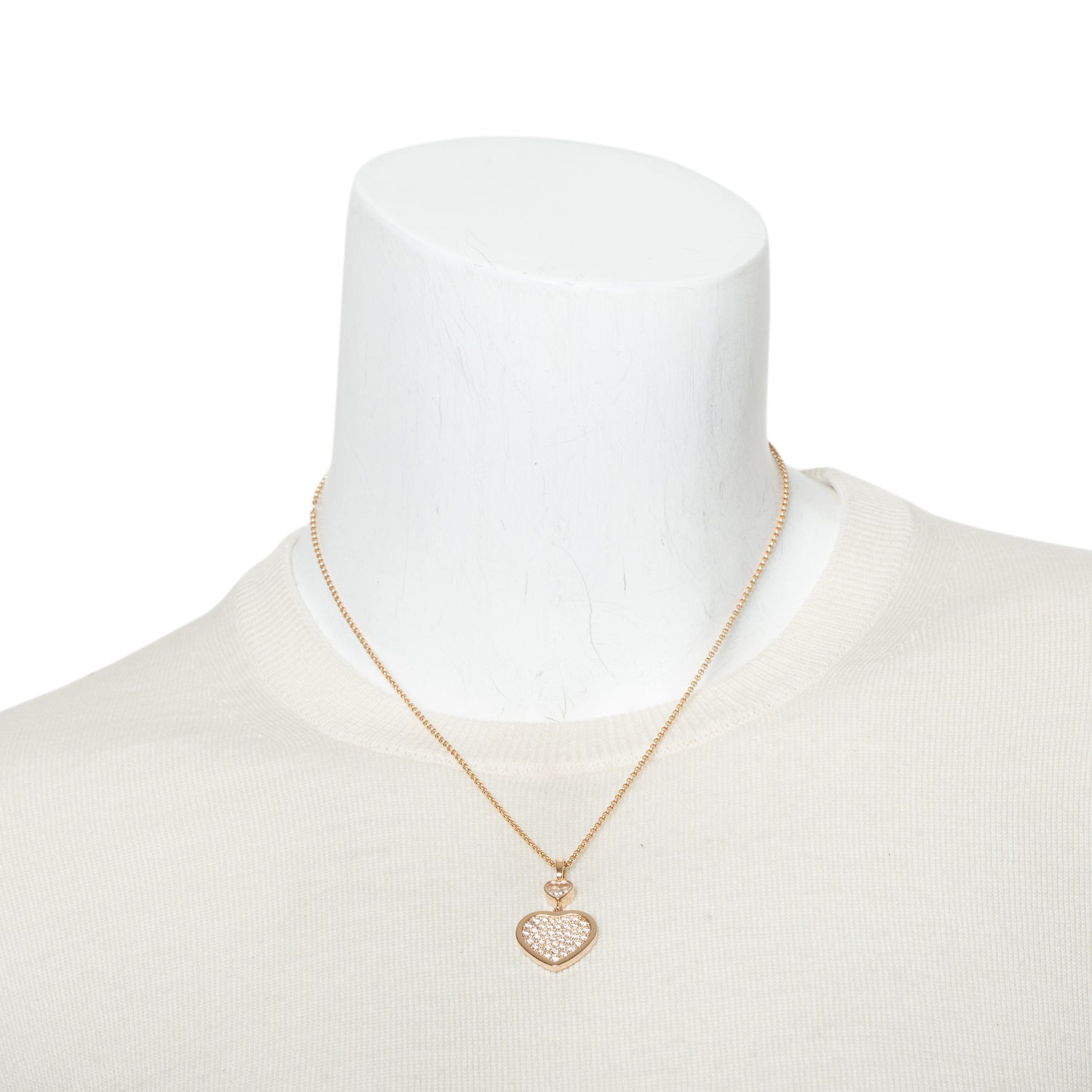 Chopard 2026 Ethical 18k Rose Gold Pave Diamond Happy Hearts Pendant Necklace w/ Box & Certificate
