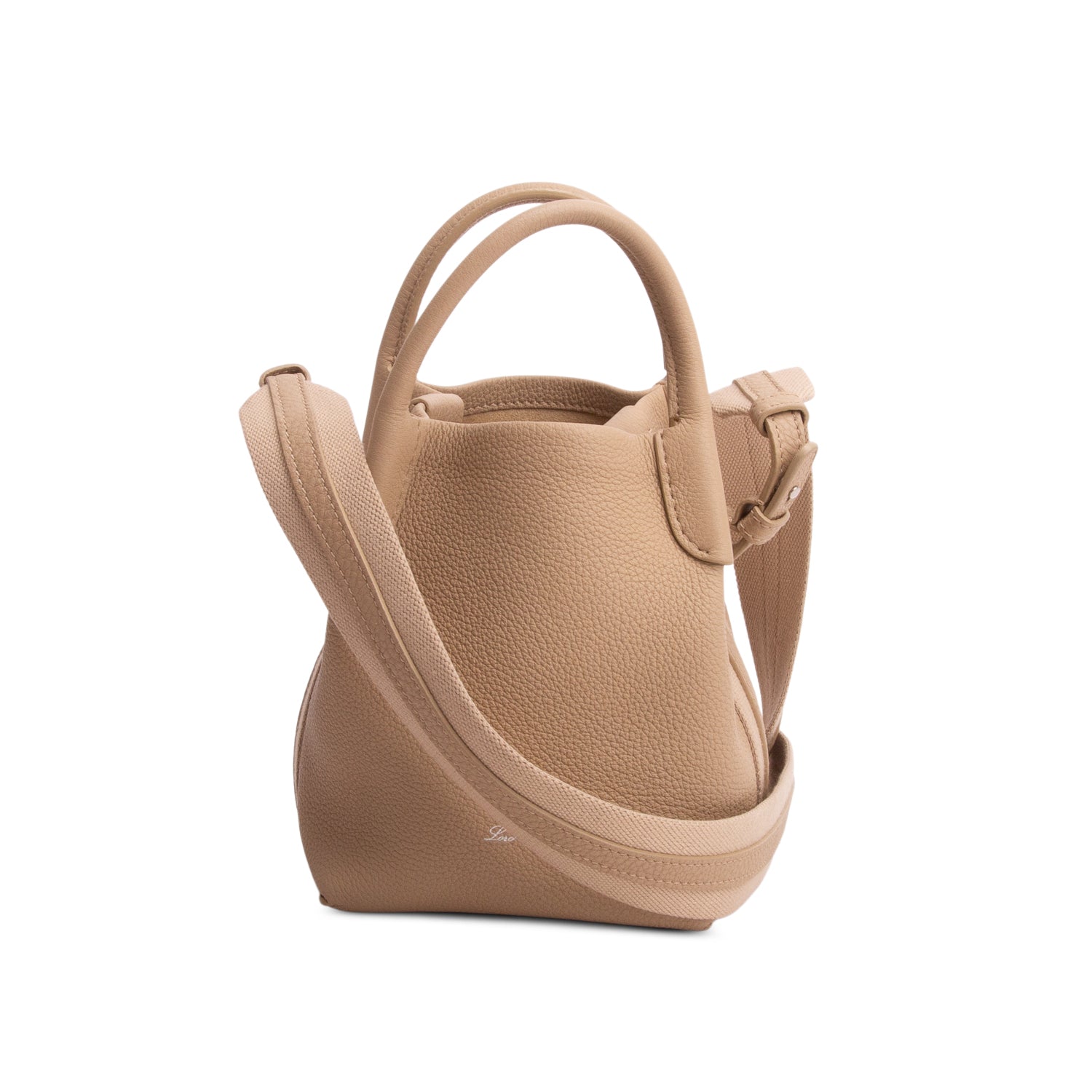 Loro Piana Brown Grained Calfskin Micro Bale Bag w/ Box & Strap