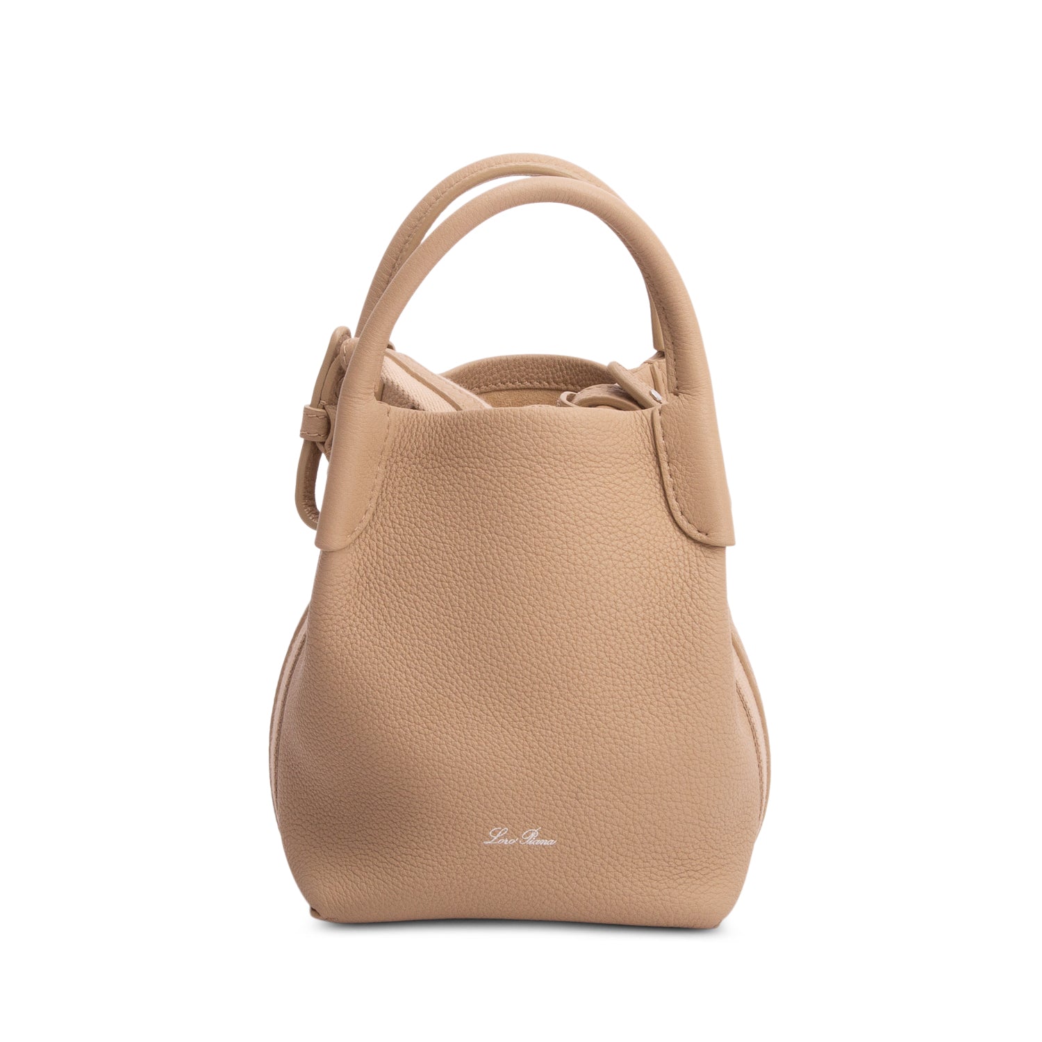 Loro Piana Brown Grained Calfskin Micro Bale Bag w/ Box & Strap