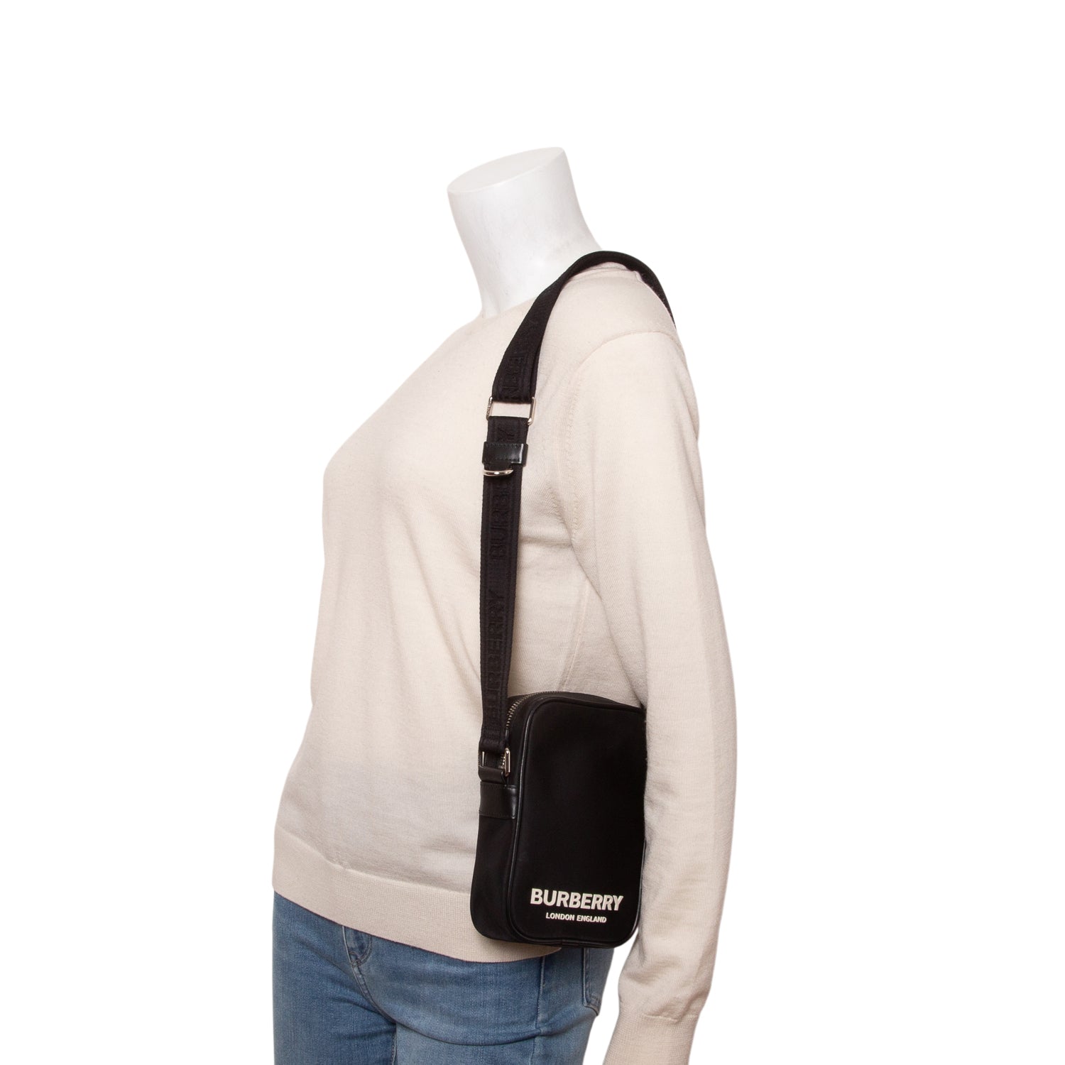Burberry Black Nylon Logo Vertical Paddy Bag