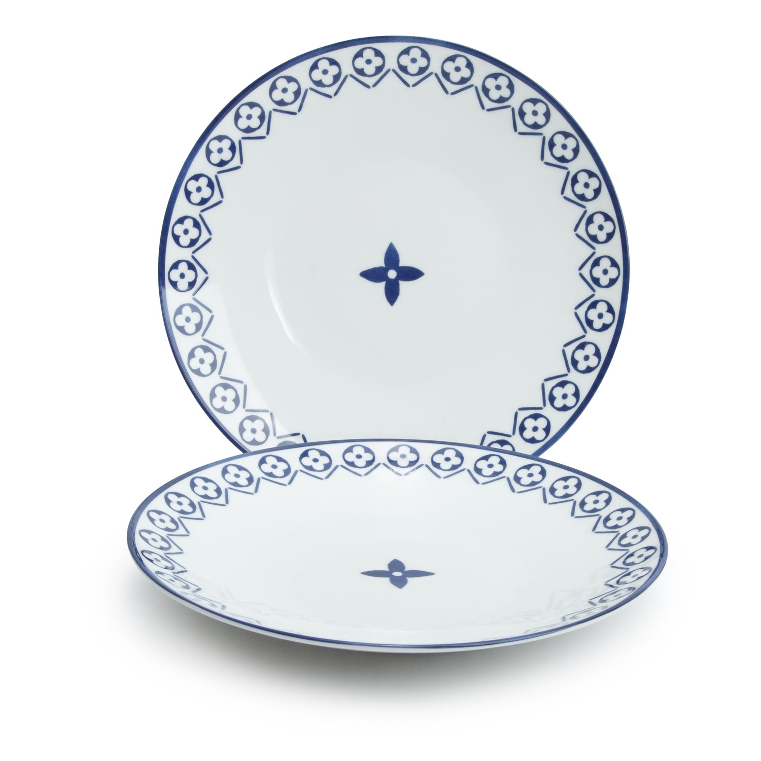 Louis Vuitton White/Blue Porcelain Monogram Flower Tile Set of 2 Plates w/ Box