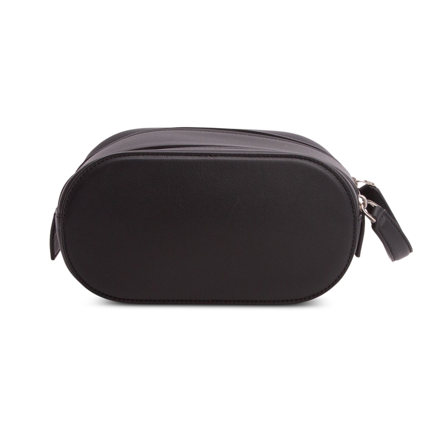 Ferragamo Black Calfskin Leather Double Gancio Toiletry Bag w/ Box