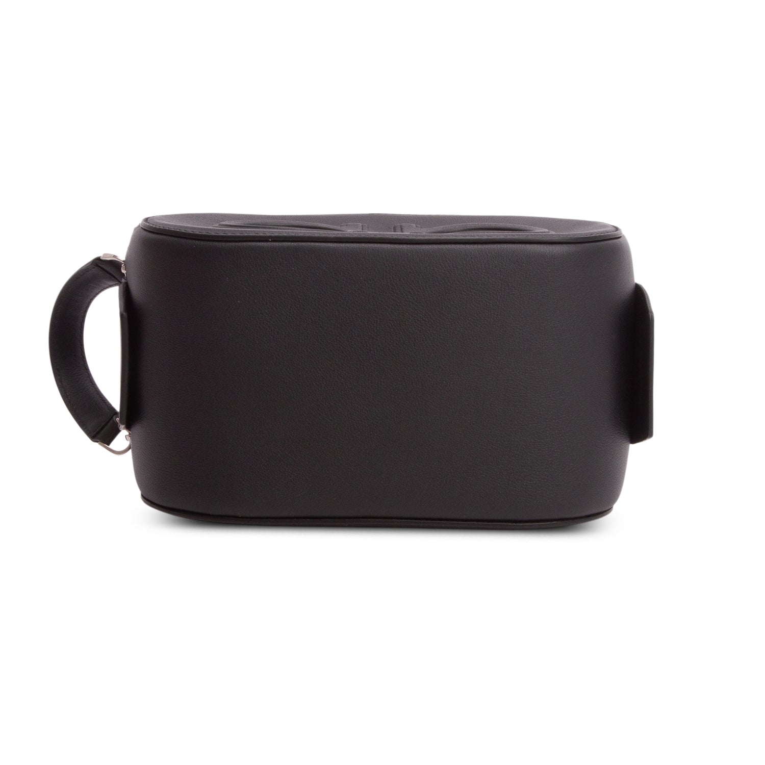 Ferragamo Black Calfskin Leather Double Gancio Toiletry Bag w/ Box