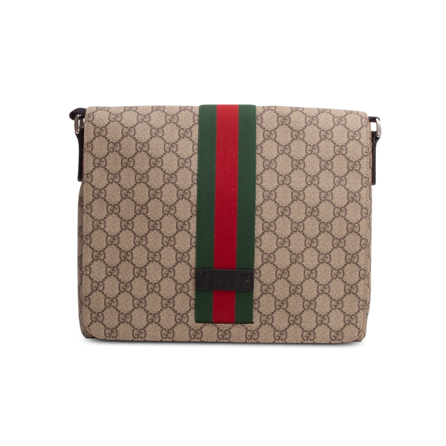 Gucci GG Supreme Monogram Web Flap Messenger Bag