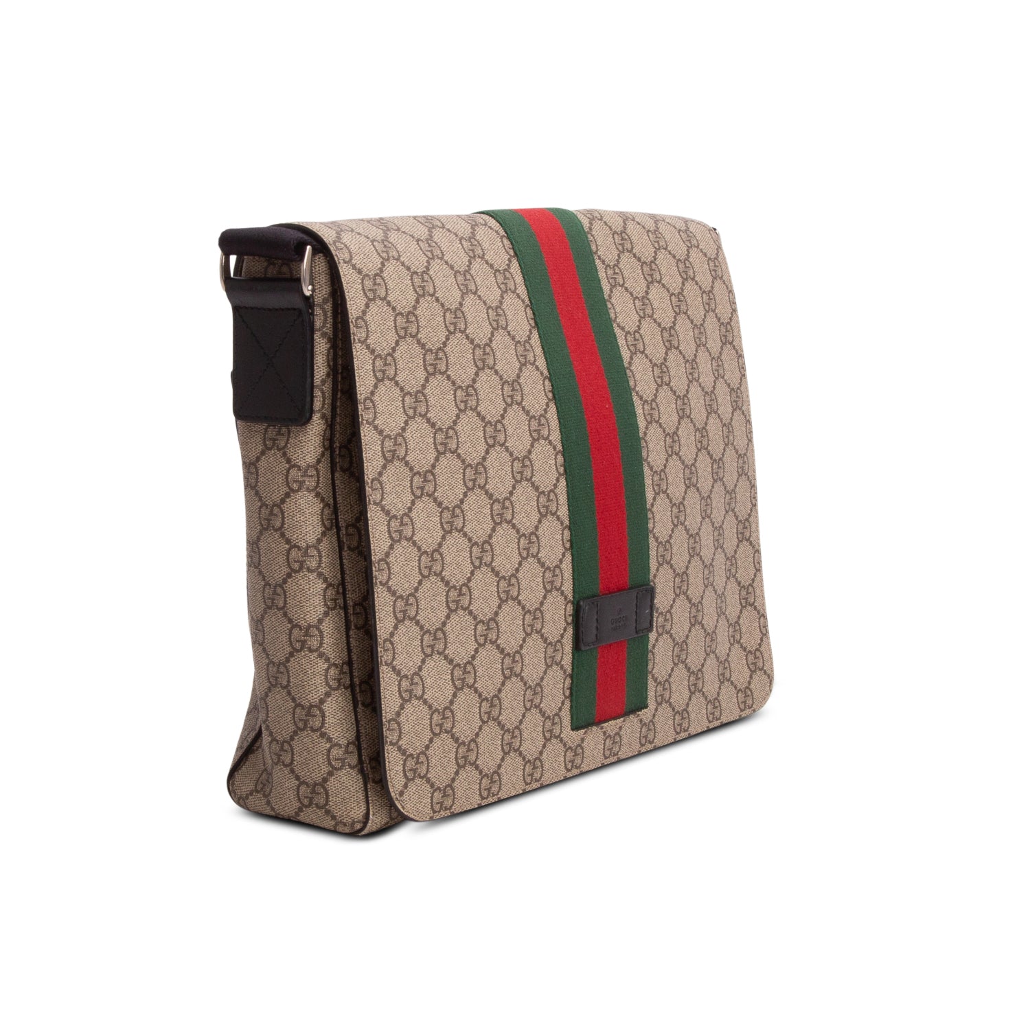 Gucci GG Supreme Monogram Web Flap Messenger Bag