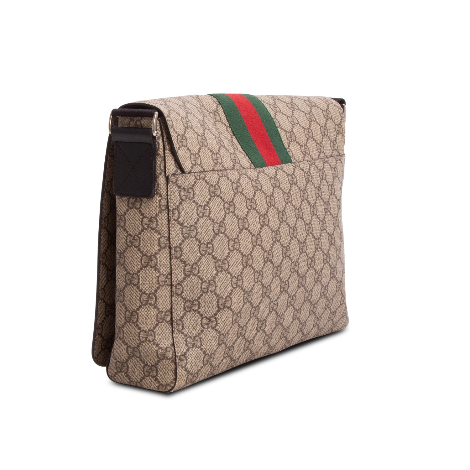 Gucci GG Supreme Monogram Web Flap Messenger Bag