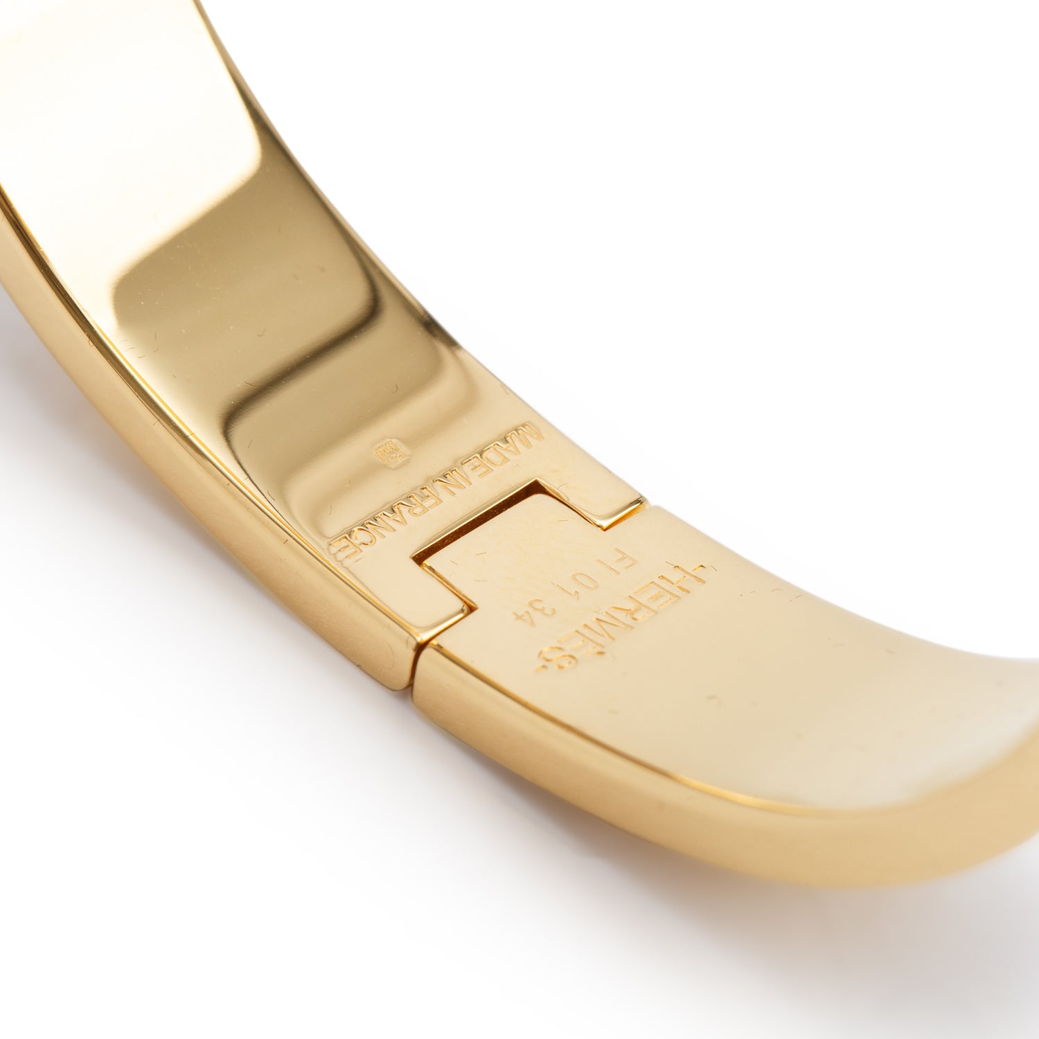 Hermes Gold Plated White Enamel 12 MM Clic H Bracelet w/ Box