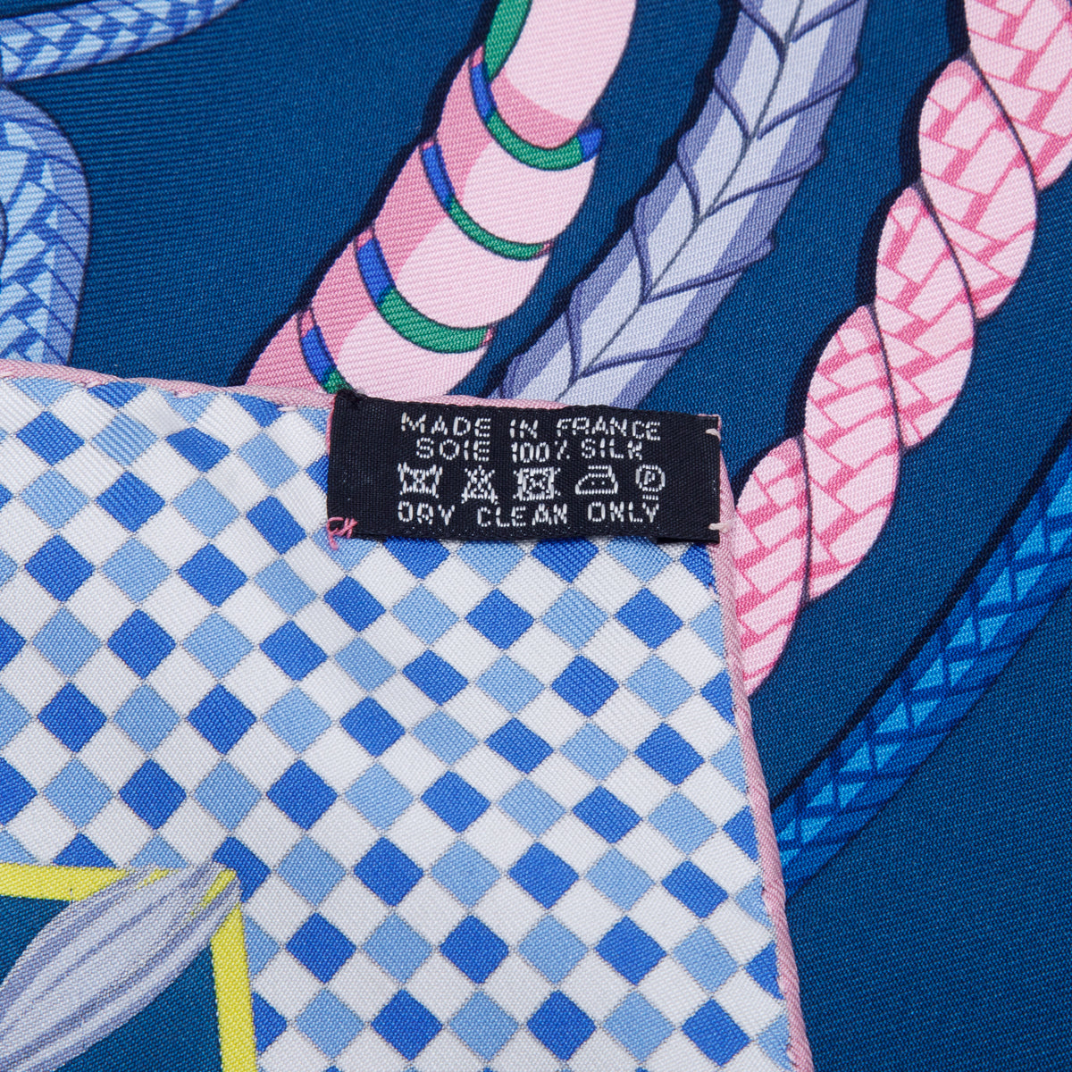 Hermes Blue & Multicolor 'Fouets et Badines' Silk Scarf 90 w/ Box