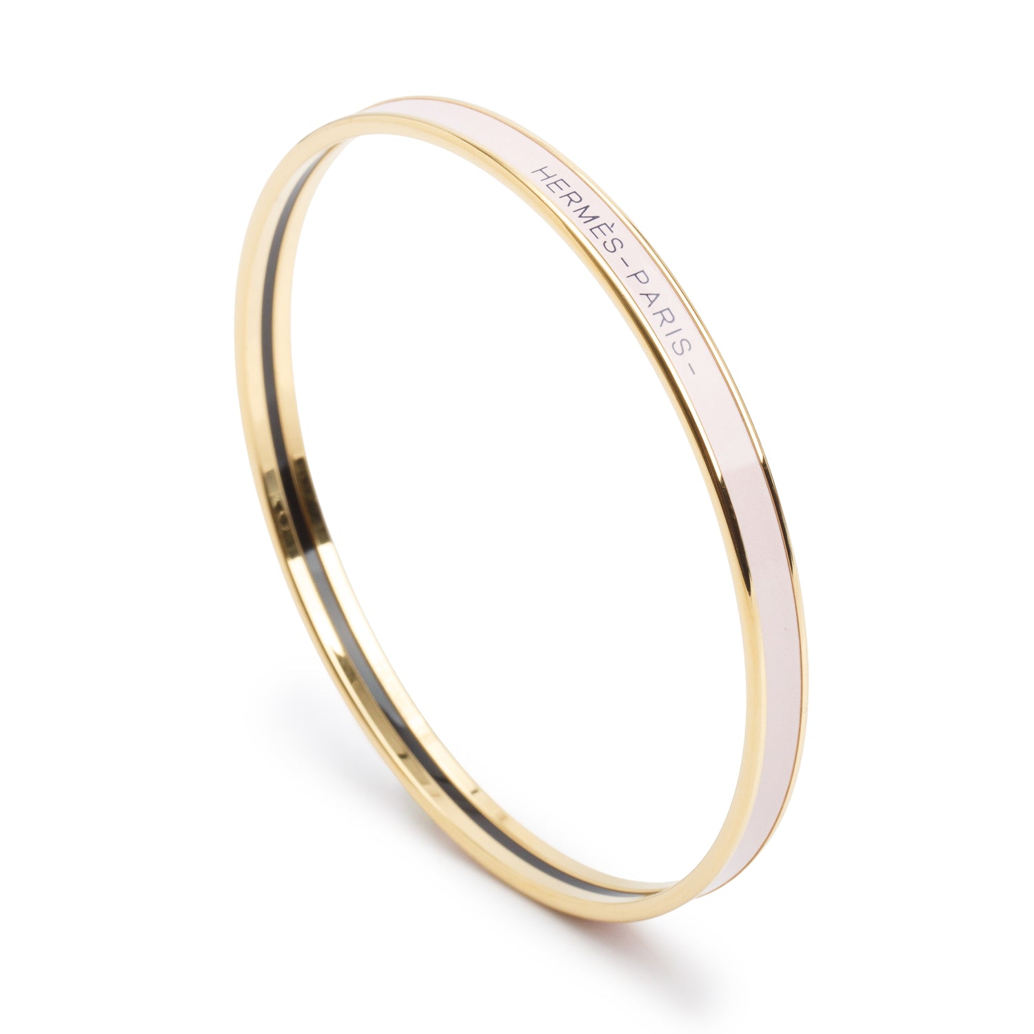 Hermes Gold-Plated Pink Enamel Uni Bangle