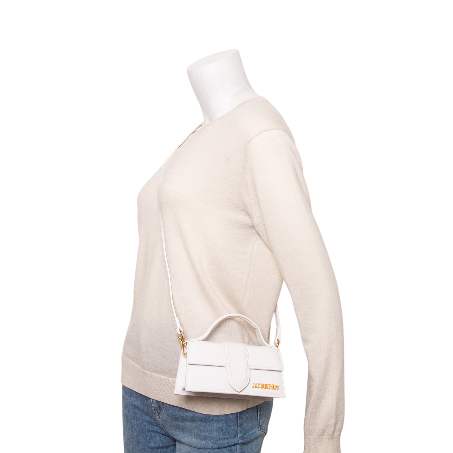 Jacquemus White Calfskin Les Classique The Bambino Bag w/ Strap