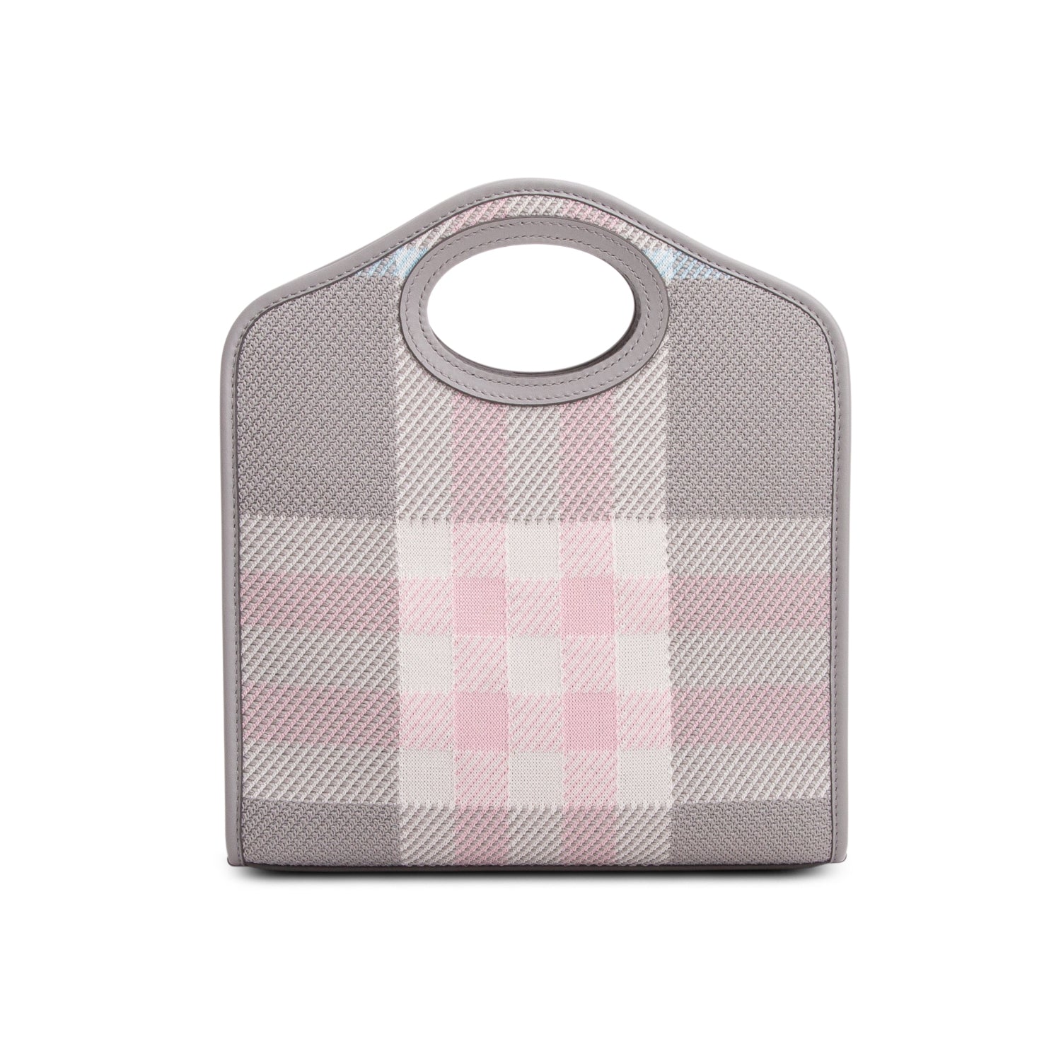 Burberry Grey Canvas Calfskin Check Mini Pocket Bag w/ Strap