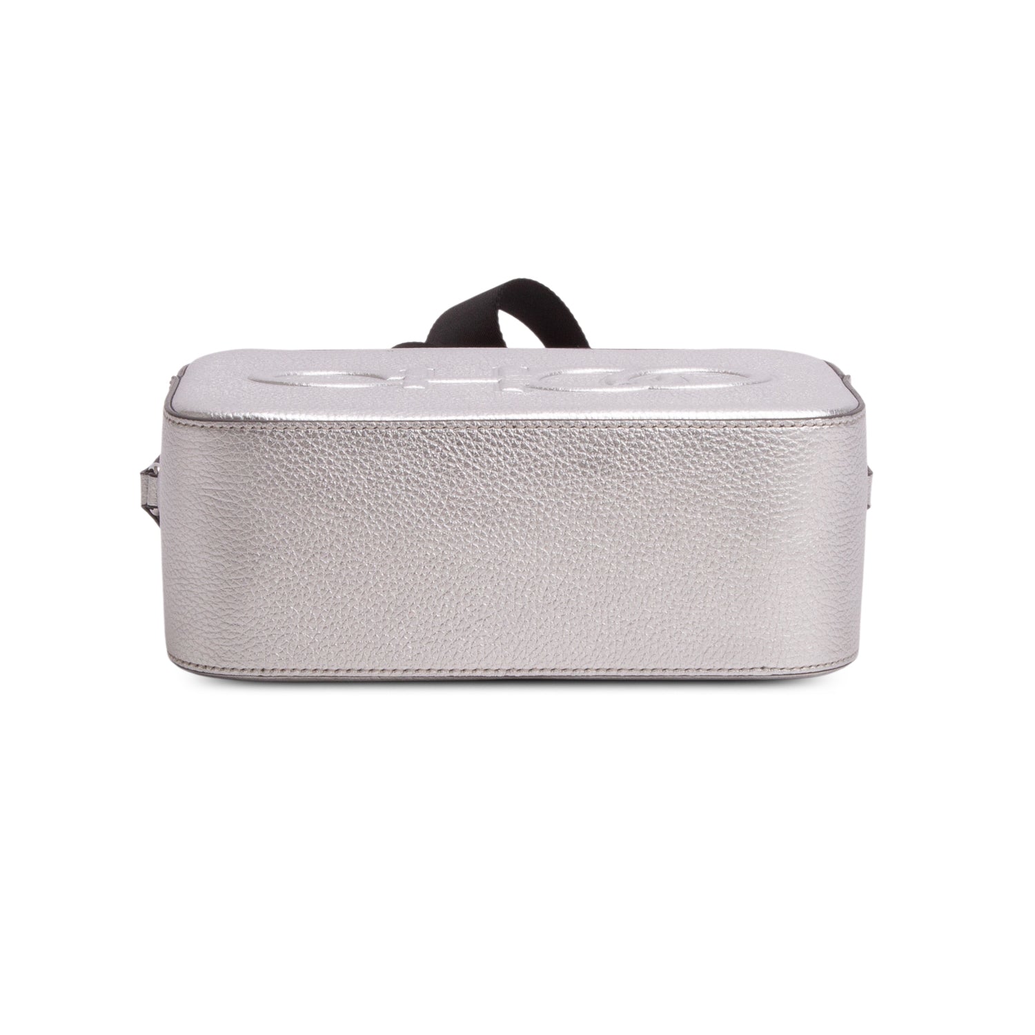 Jimmy Choo Silver Calfskin Embossed Balti Camera Crossbody Bag w/ Authenticity Card