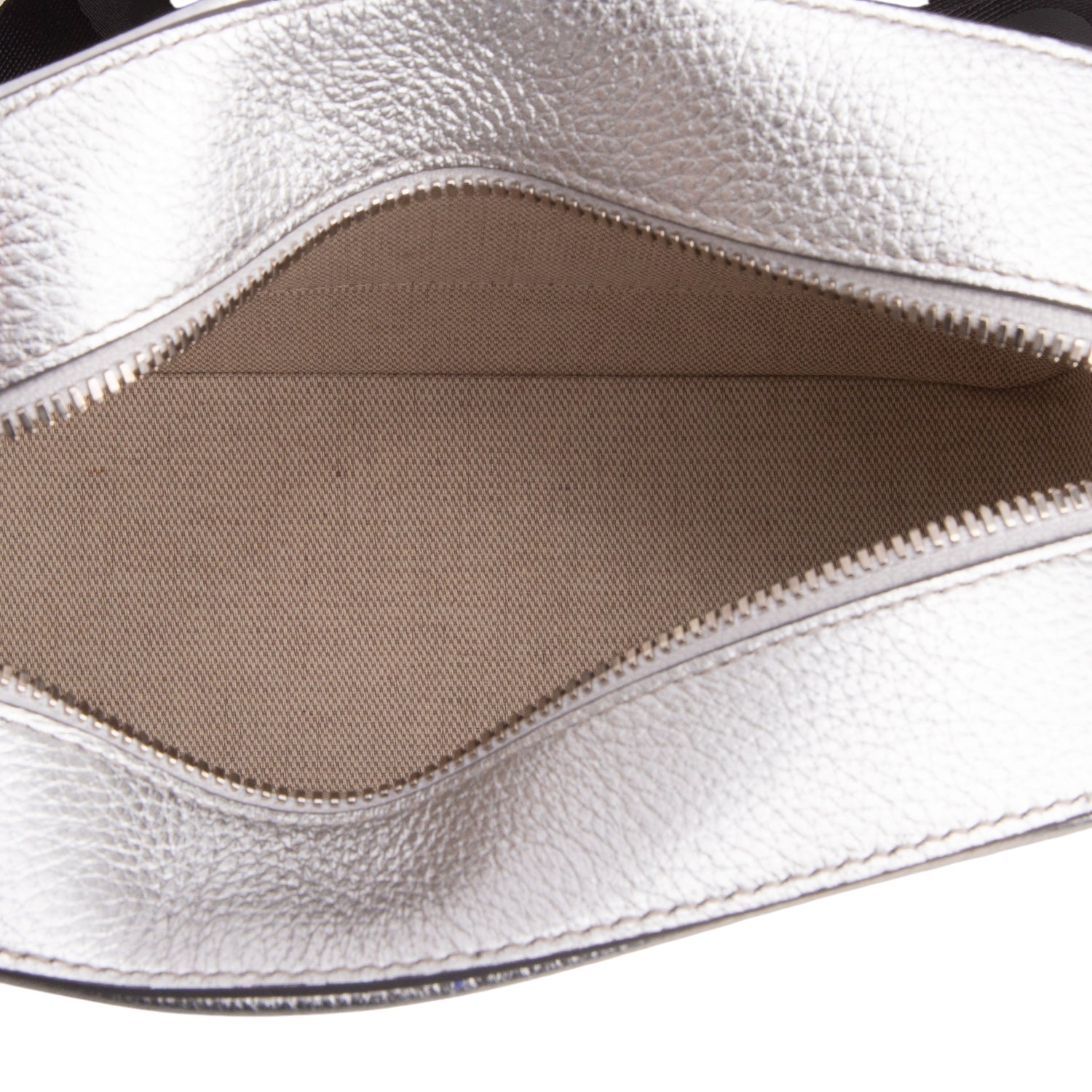 Jimmy Choo Silver Calfskin Embossed Balti Camera Crossbody Bag w/ Authenticity Card