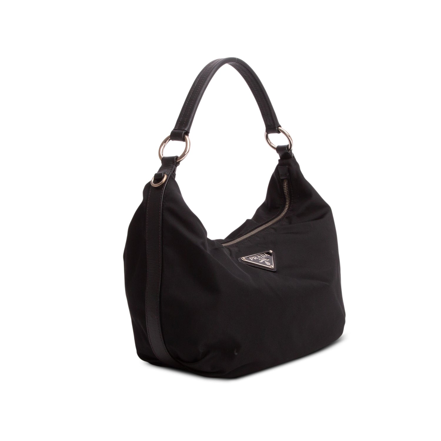 Prada Black Tessuto Nylon Saffiano Hobo