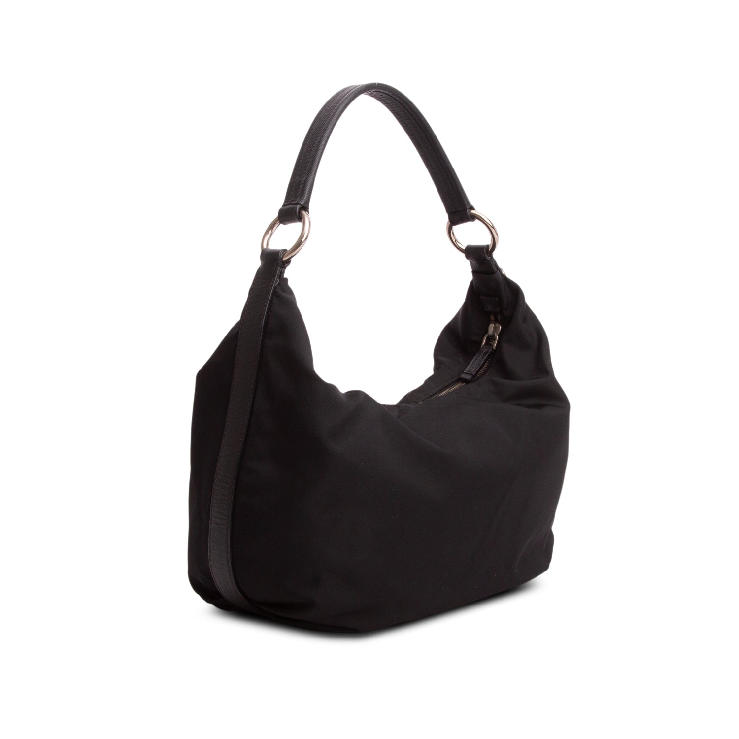 Prada Black Tessuto Nylon Saffiano Hobo