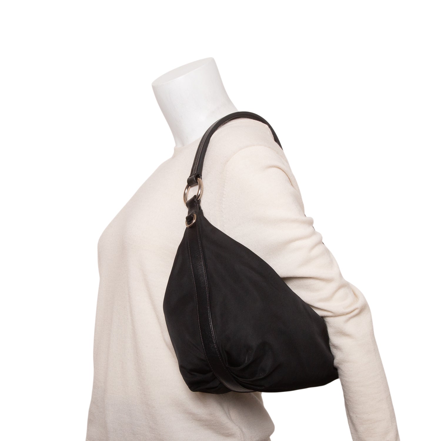 Prada Black Tessuto Nylon Saffiano Hobo