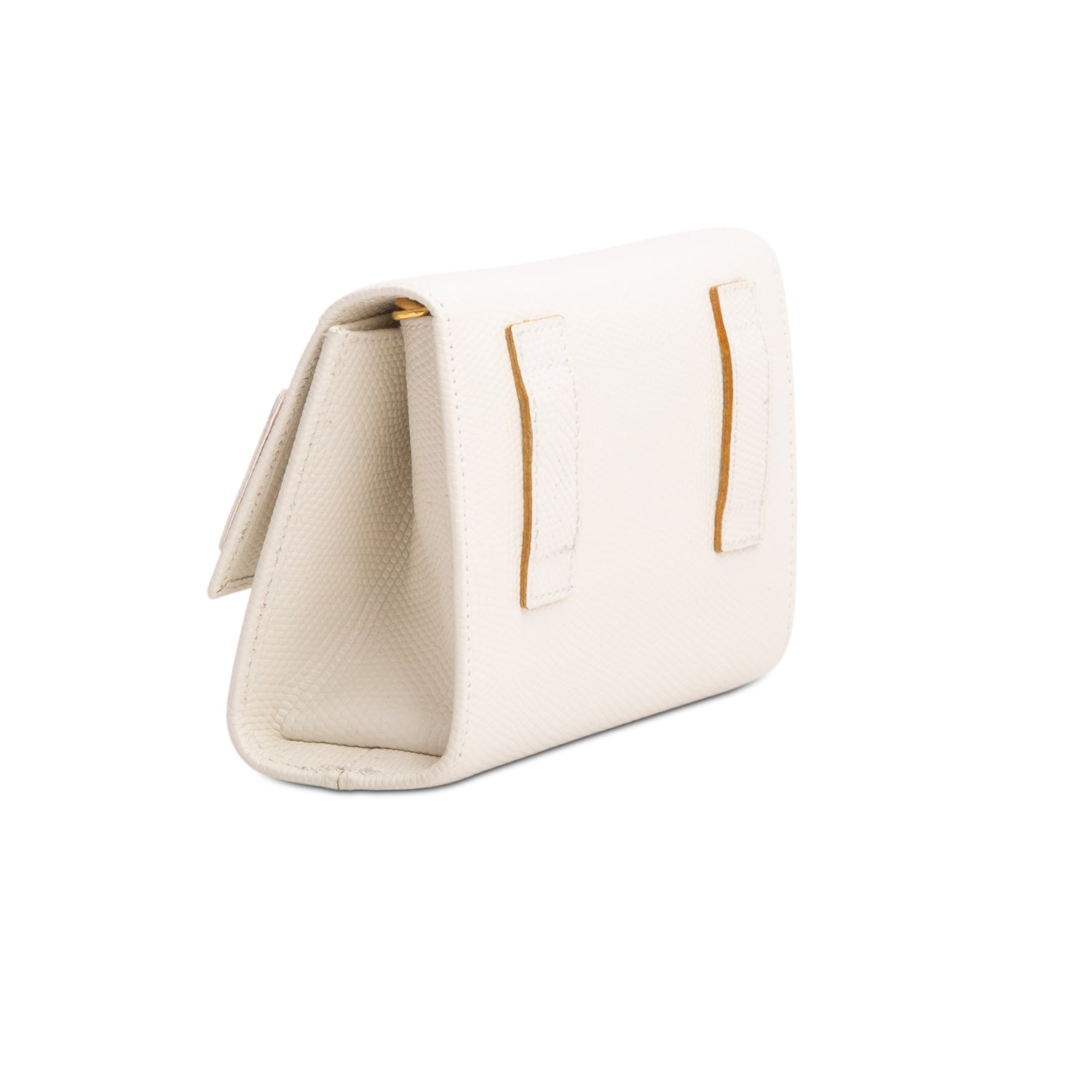 Ferragamo White Embossed Leather Mini Vara Bow Crossbody Bag