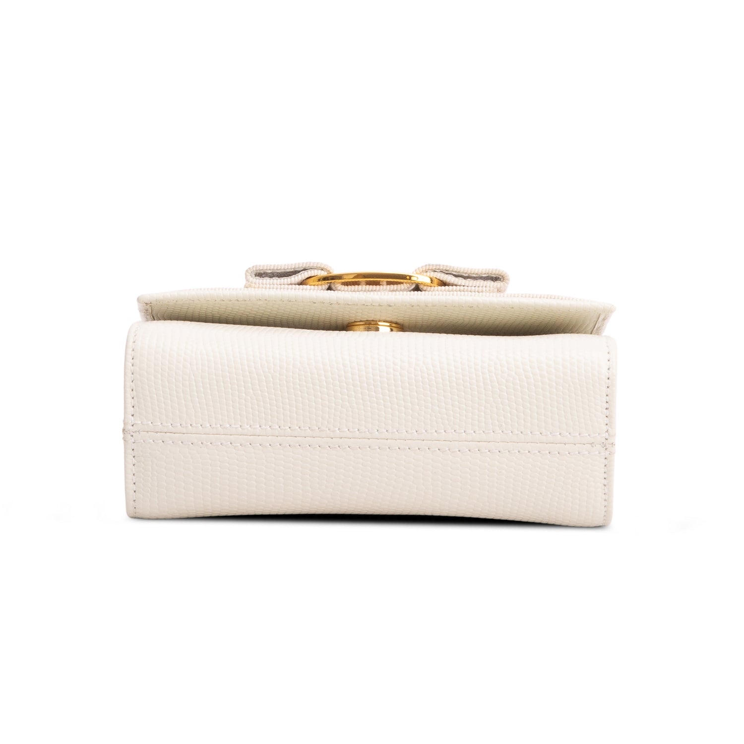 Ferragamo White Embossed Leather Mini Vara Bow Crossbody Bag