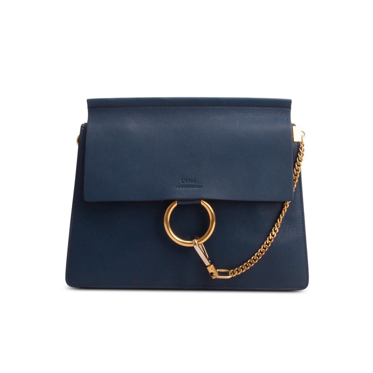 Chloe Blue Calfskin Leather Medium Faye Shoulder Bag