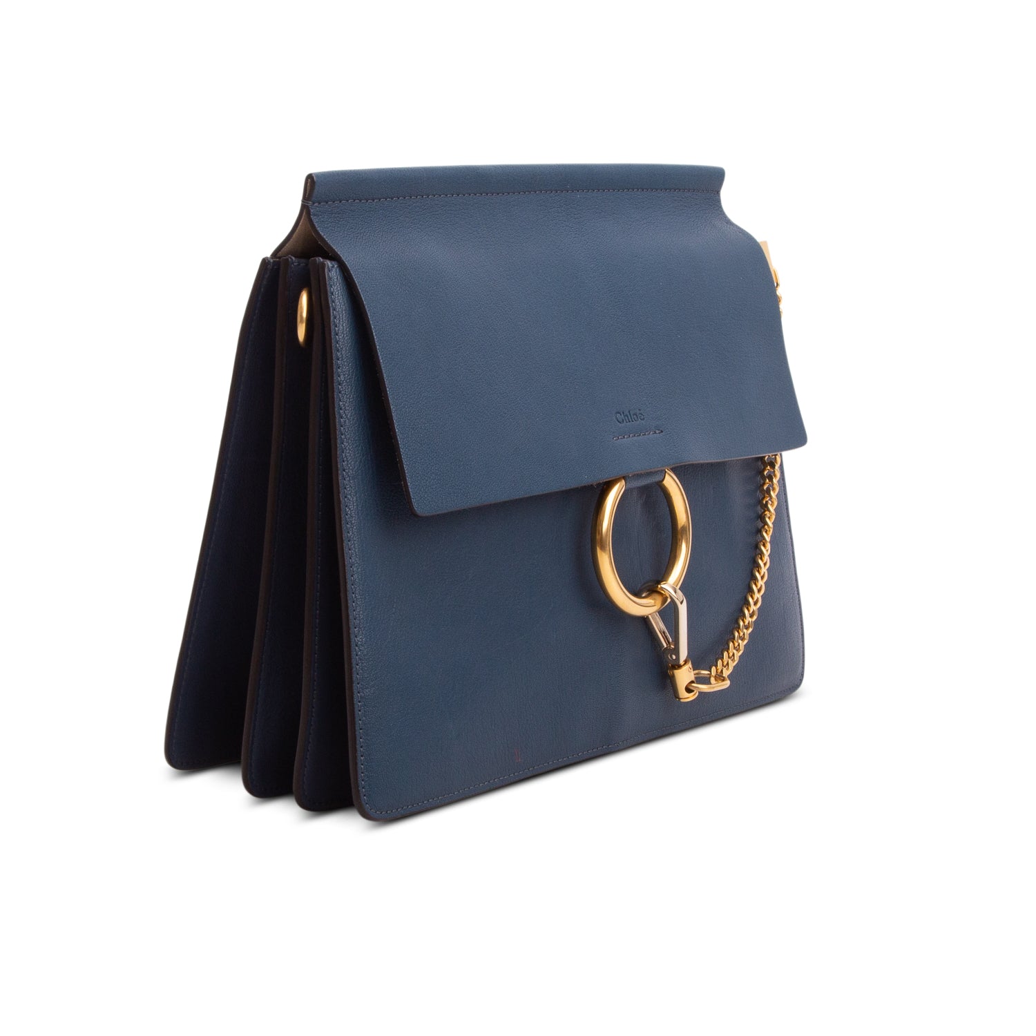 Chloe Blue Calfskin Leather Medium Faye Shoulder Bag