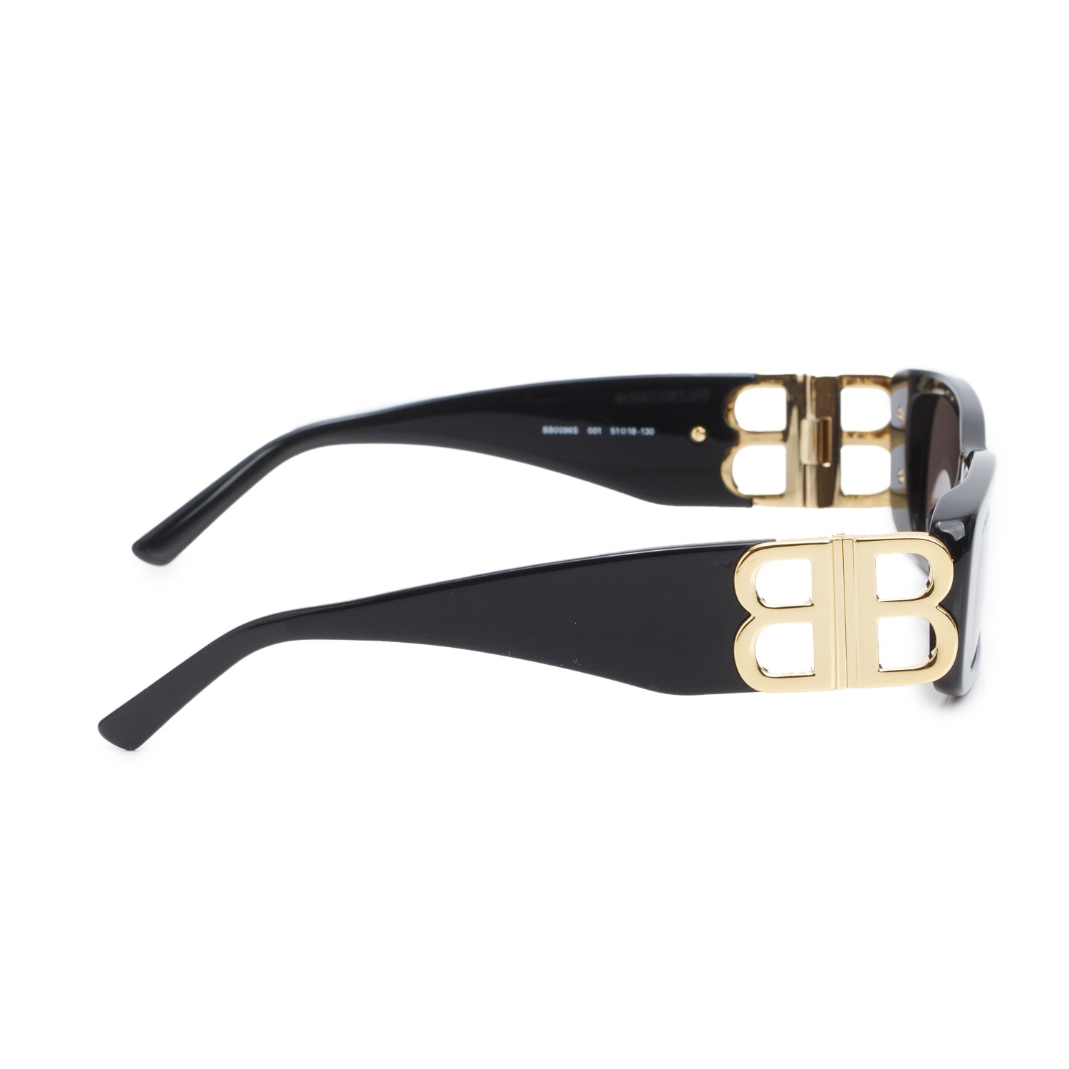 Balenciaga BB0096S Black Dynasty Acetate Rectangle Sunglasses w/ Case