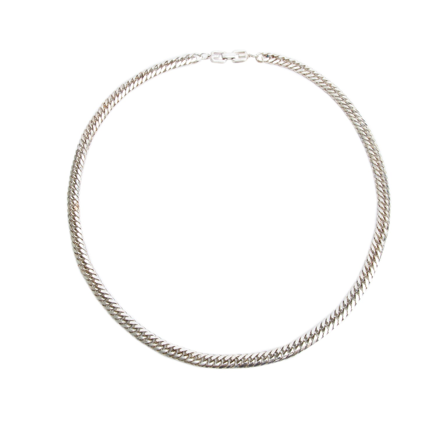 Givenchy Vintage Silver-Tone Metal GG Link Chain Necklace
