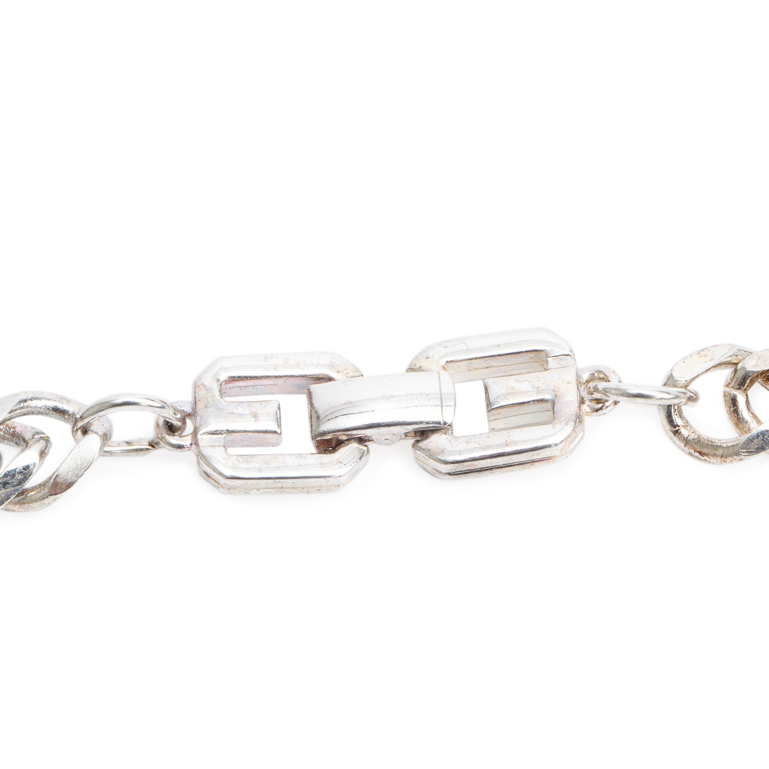 Givenchy Vintage Silver-Tone Metal GG Link Chain Necklace