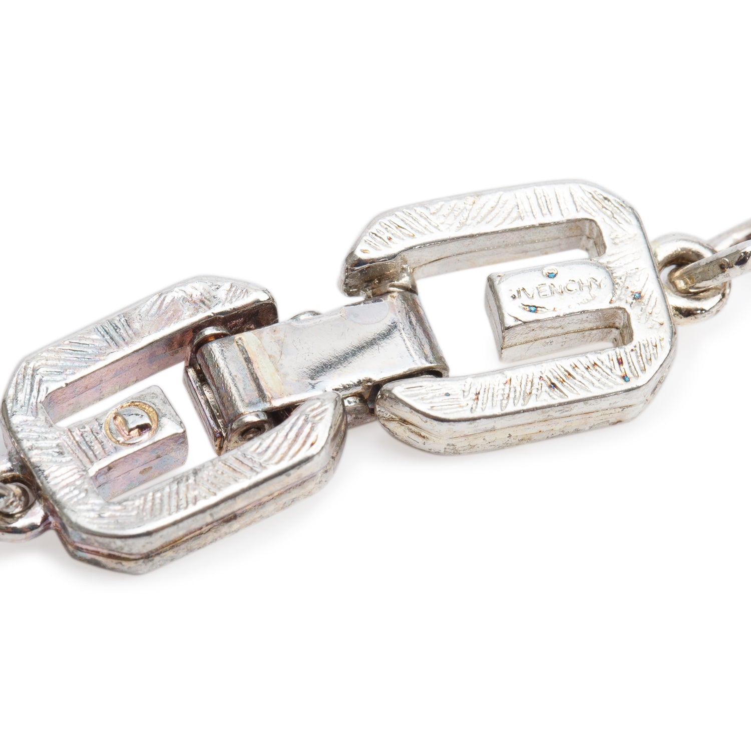 Givenchy Vintage Silver-Tone Metal GG Link Chain Necklace