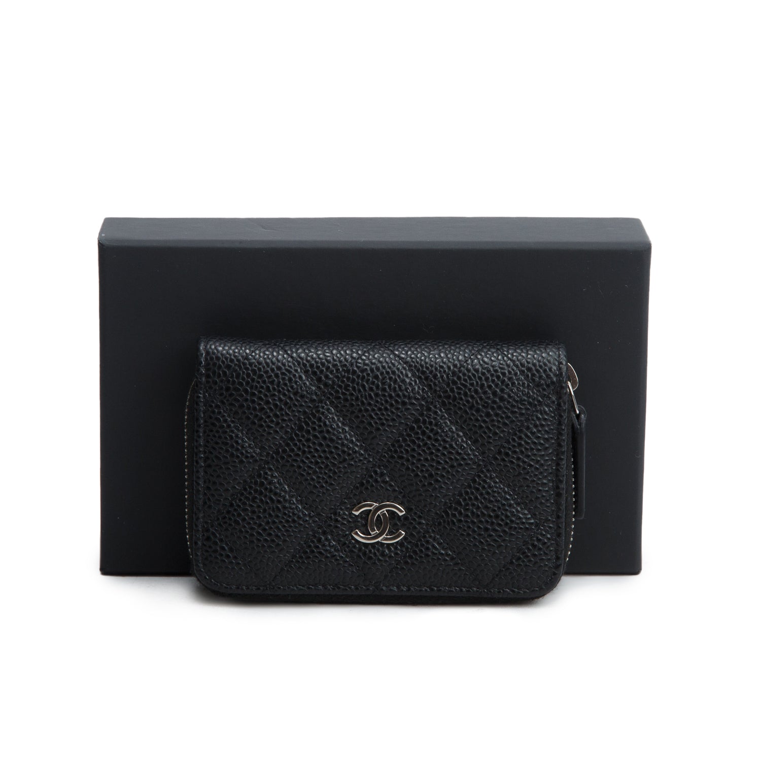 Chanel 2021 Black Caviar Leather Classic Zipped Coin Purse w/ Box & Authenticity Card