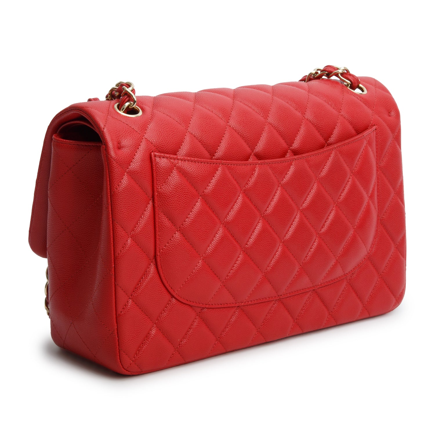 Chanel Red Caviar Jumbo Classic Double Flap Bag w/ Box, Authenticity Card & Receipt