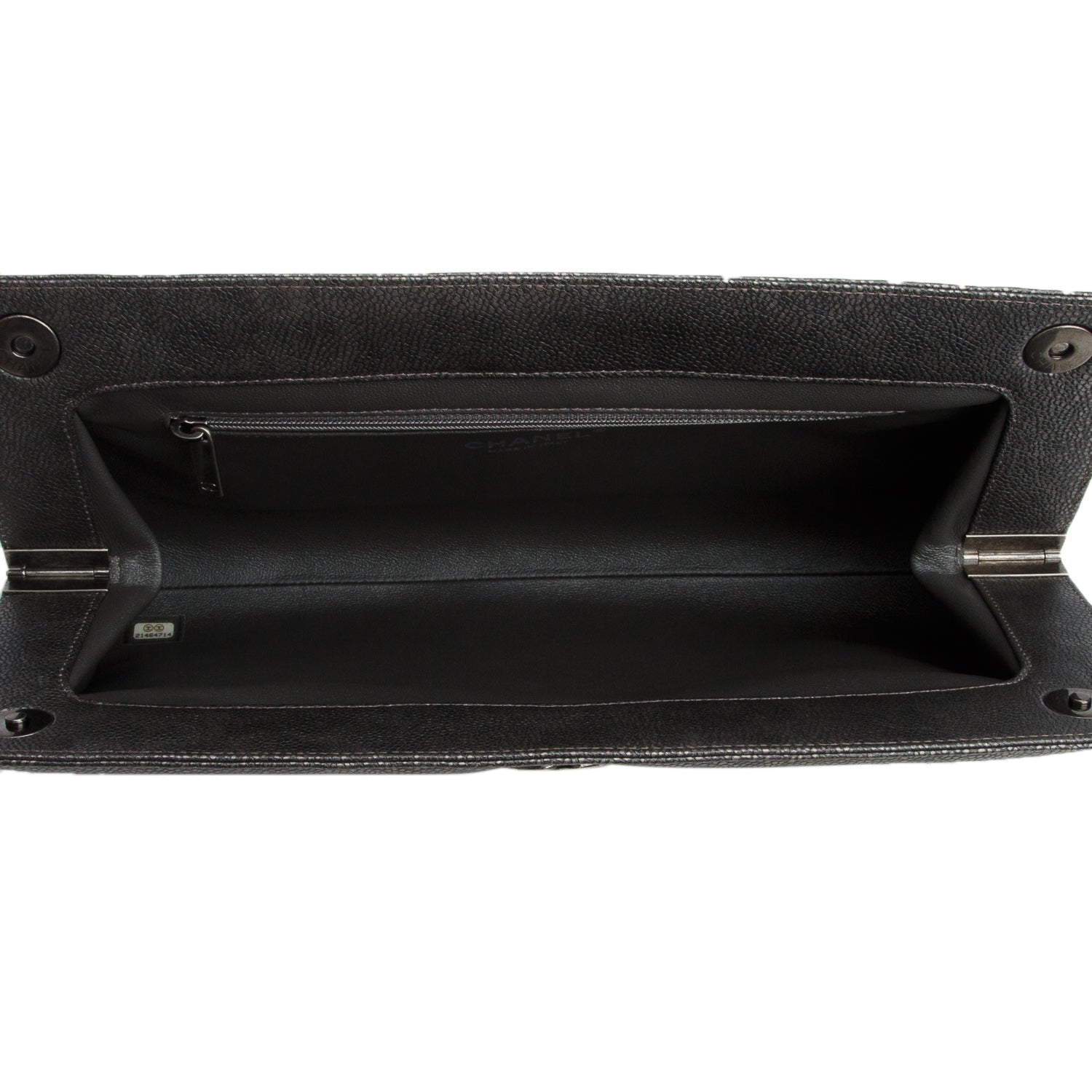 Chanel Grey Caviar Quilted Leather In Story Clutch w/ Authenticity Card