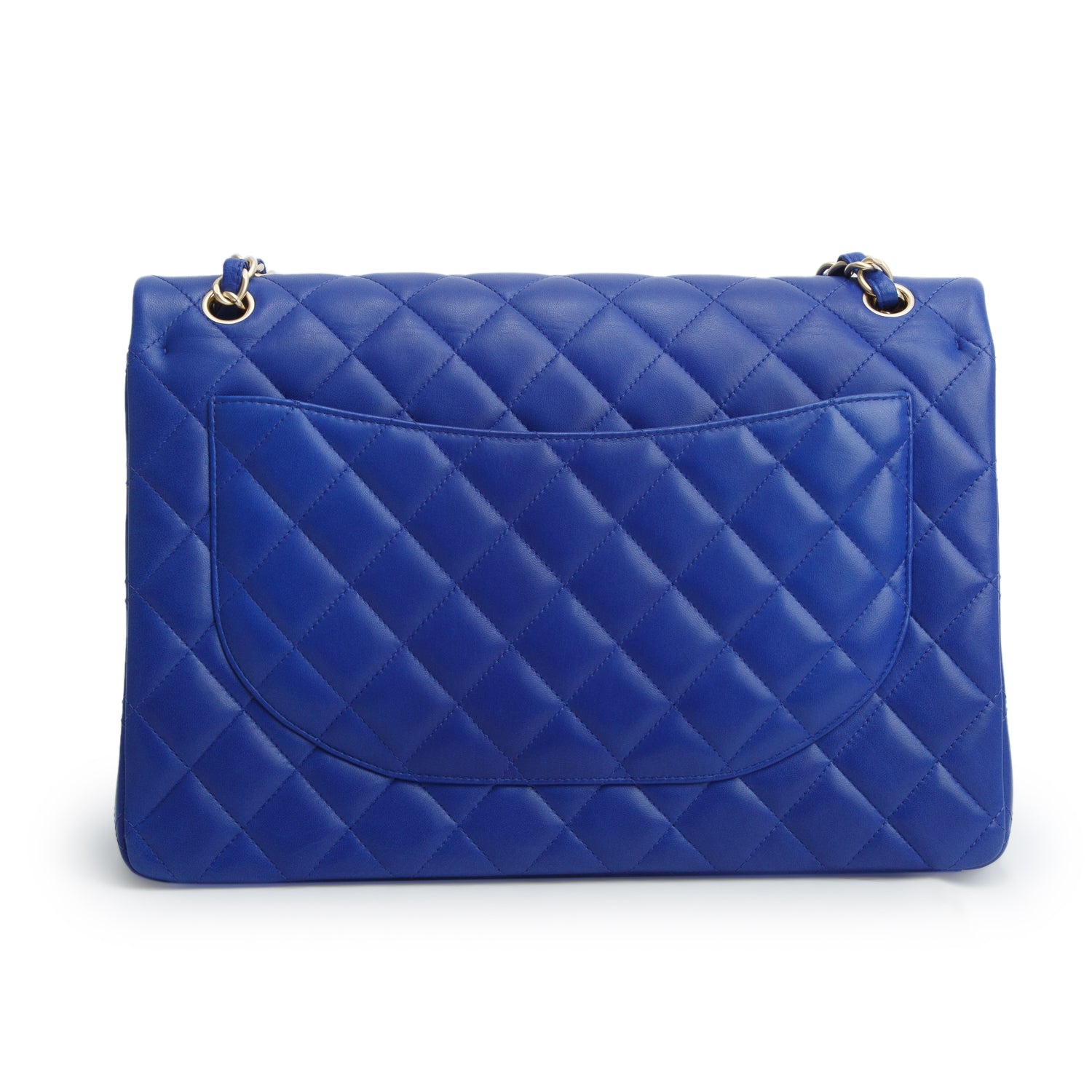 Chanel Blue Quilted Lambskin Leather Classic Maxi Double Flap Bag w/ Authenticity Card