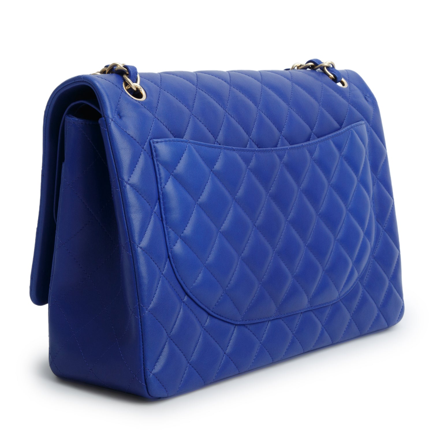 Chanel Blue Quilted Lambskin Leather Classic Maxi Double Flap Bag w/ Authenticity Card