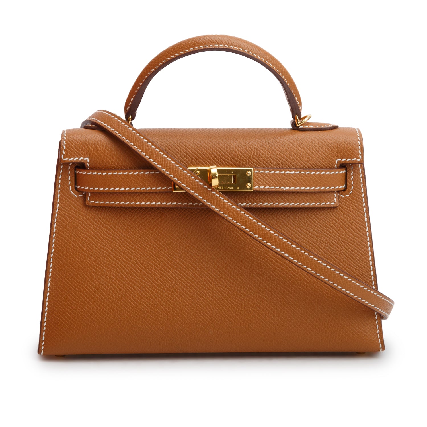Hermes 2023 Gold Epsom Mini Kelly Sellier 20 w/ Strap