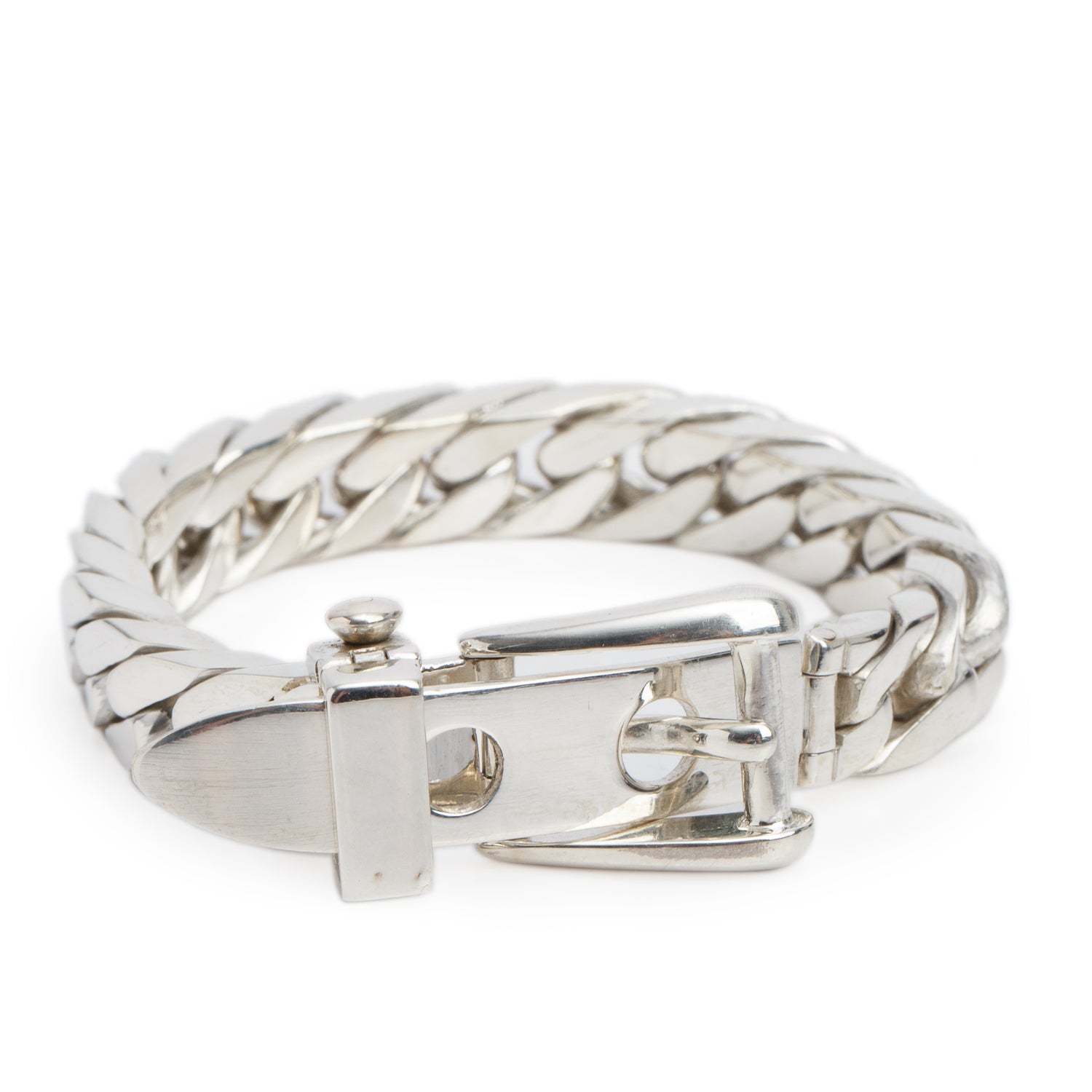 Gucci Vintage Sterling Silver Buckle Curb Link Bracelet