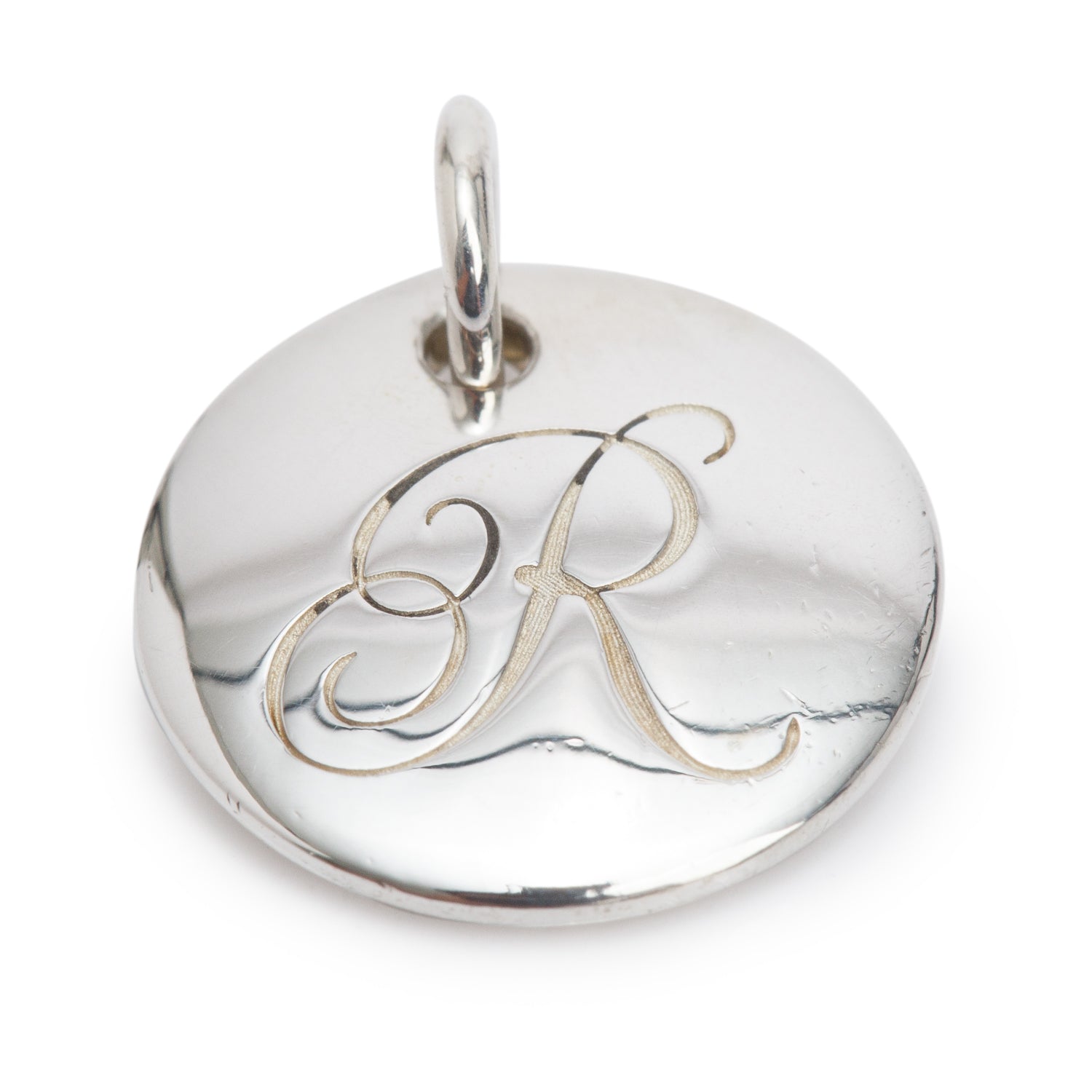 Tiffany & Co. Sterling Silver Notes Letter 'R' Disc Charm Pendant