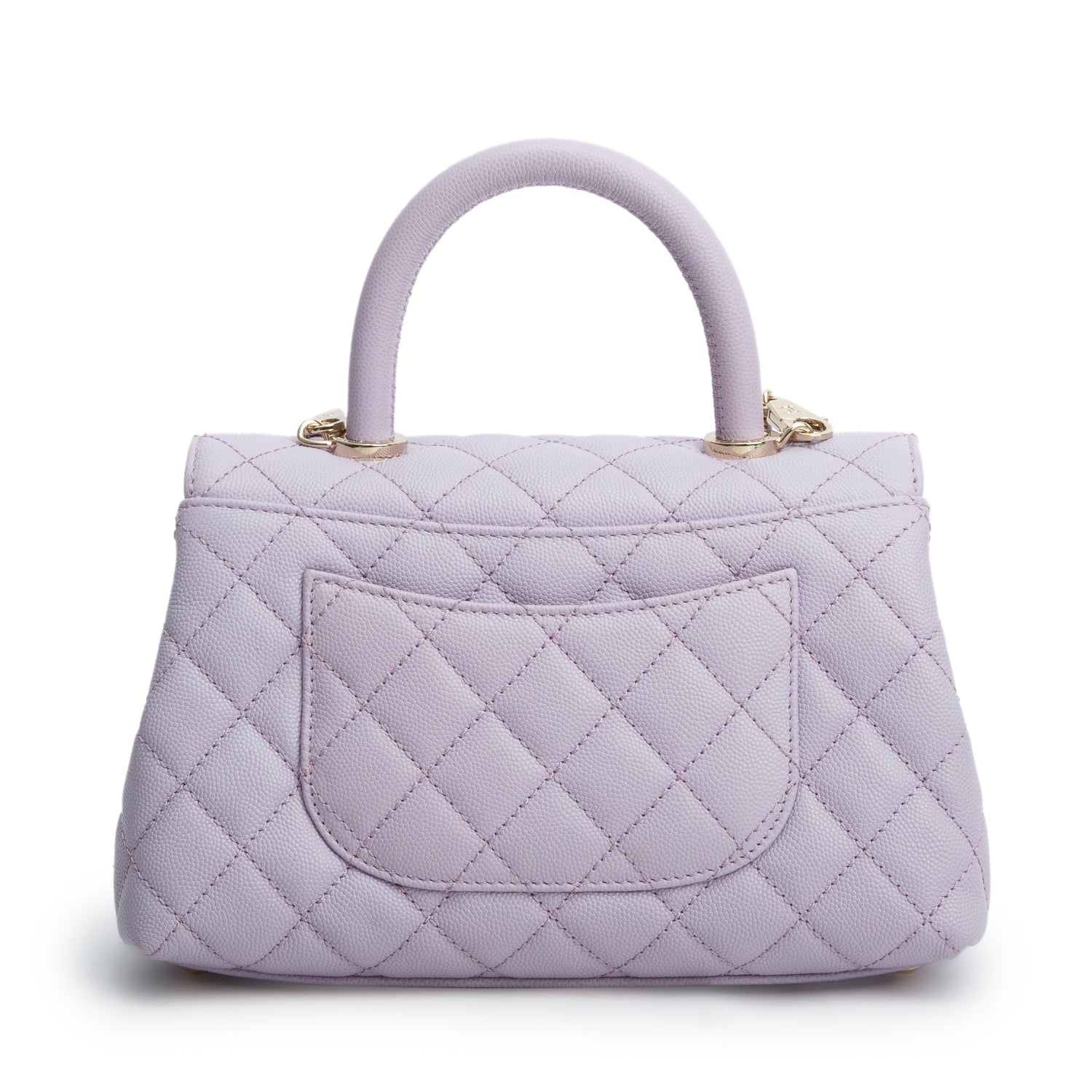 Chanel Purple Caviar Quilted Mini Coco Top Handle Flap Bag w/ Box