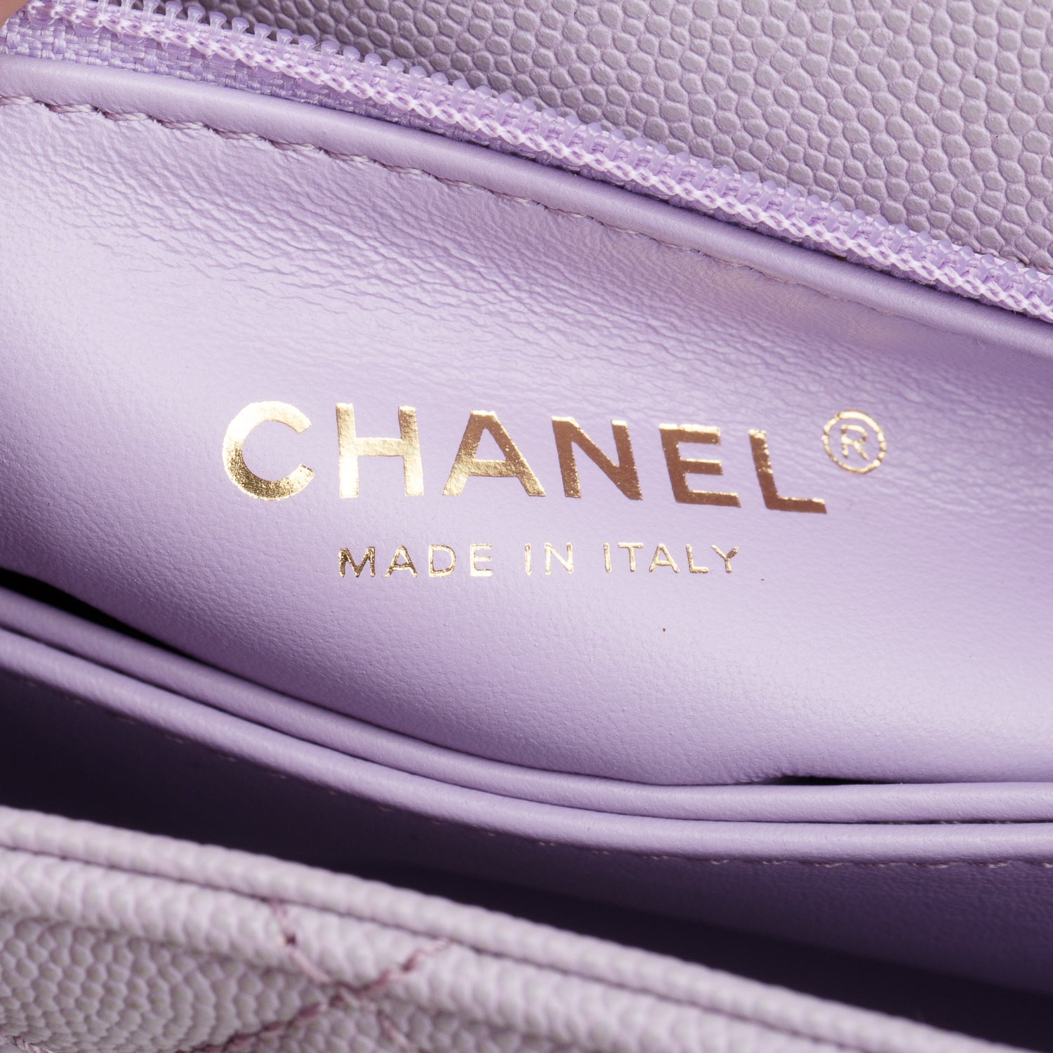 Chanel Purple Caviar Quilted Mini Coco Top Handle Flap Bag w/ Box