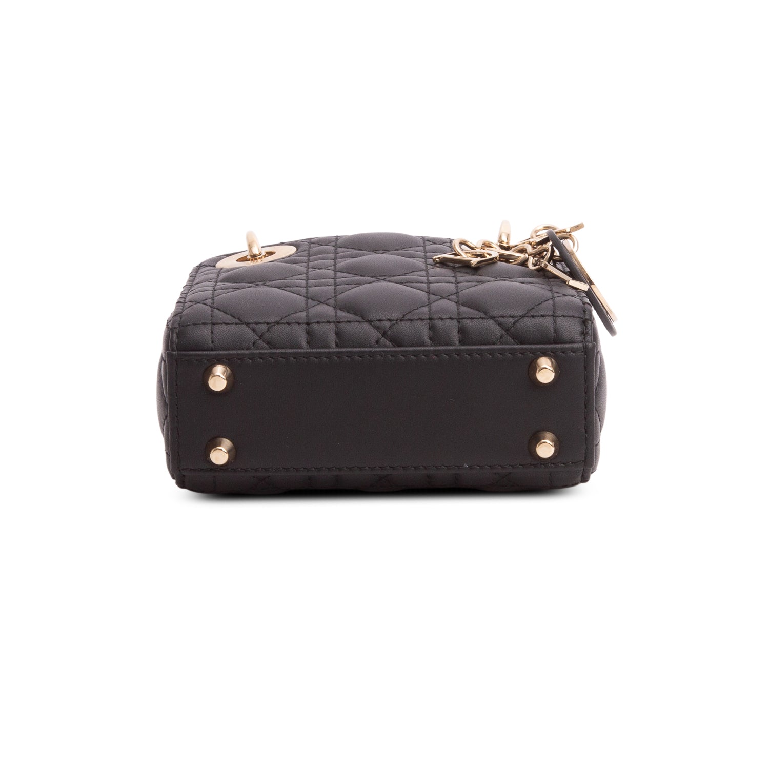 Christian Dior 2023 Black Lambskin Cannage Micro Lady Dior w/ Box, Strap & Authenticity Card
