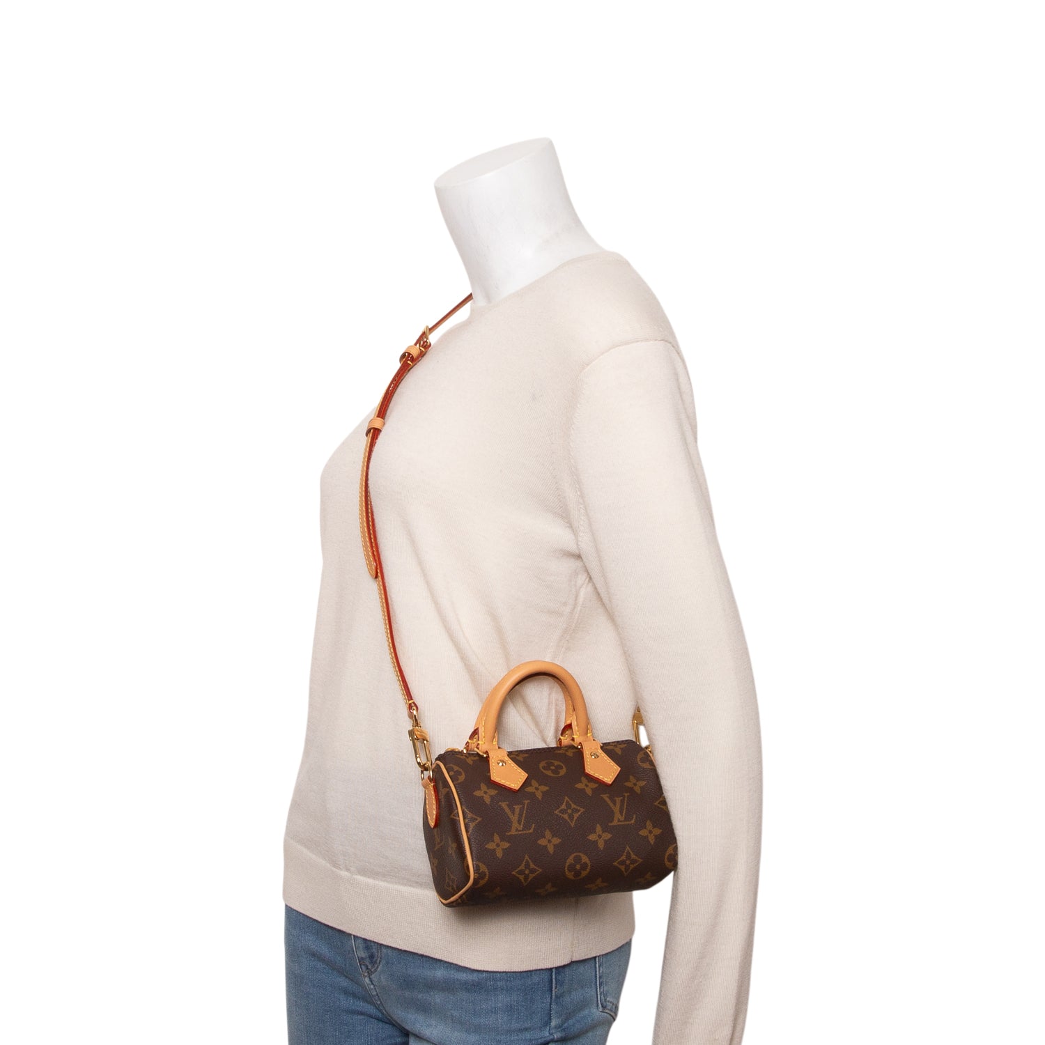 Louis Vuitton 2023 Monogram Nano Speedy Bandouliere w/ Box, Strap & Receipt
