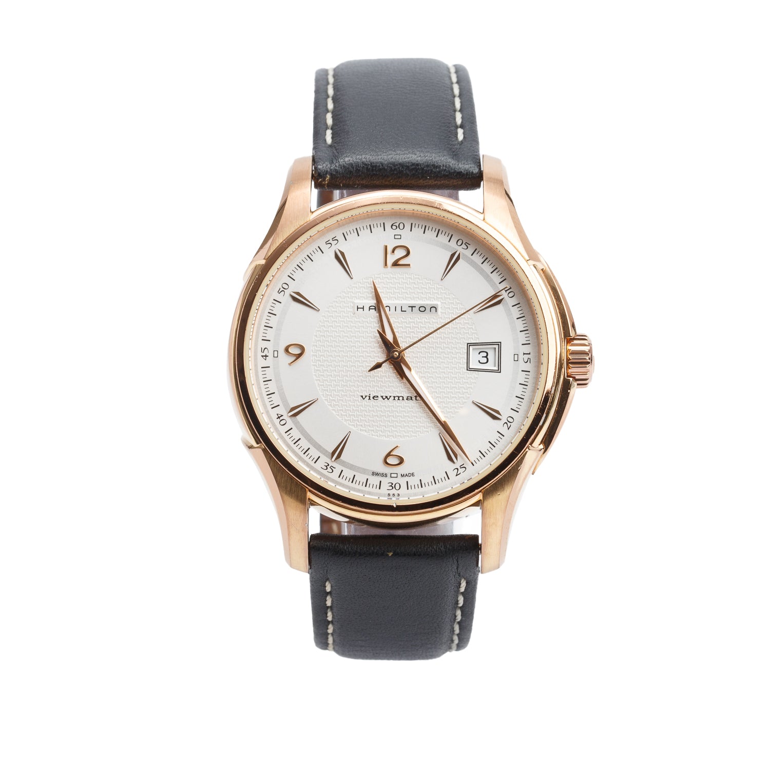 Hamilton Rose Gold-Plated Stainless Steel Jazzmaster Viewmatic 40 MM Automatic Watch Silver Dial