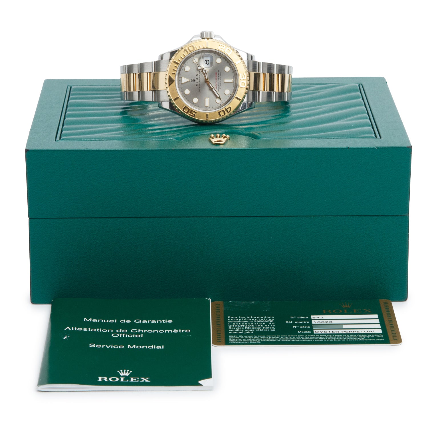 Rolex Stainless Steel & 18k Yellow Gold Yacht-Master 40 MM Automatic Watch Silver Dial 16623 w/ Box & Papers