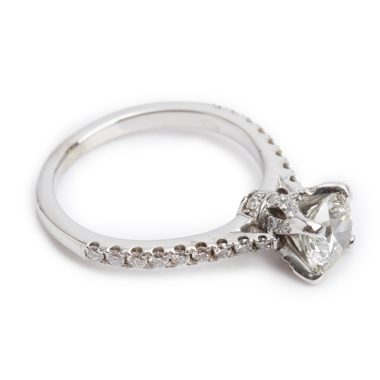 14k White Gold 0.90 ct. Round Cut Diamond Engagement Ring, Size 3 w/ GIA Certificate