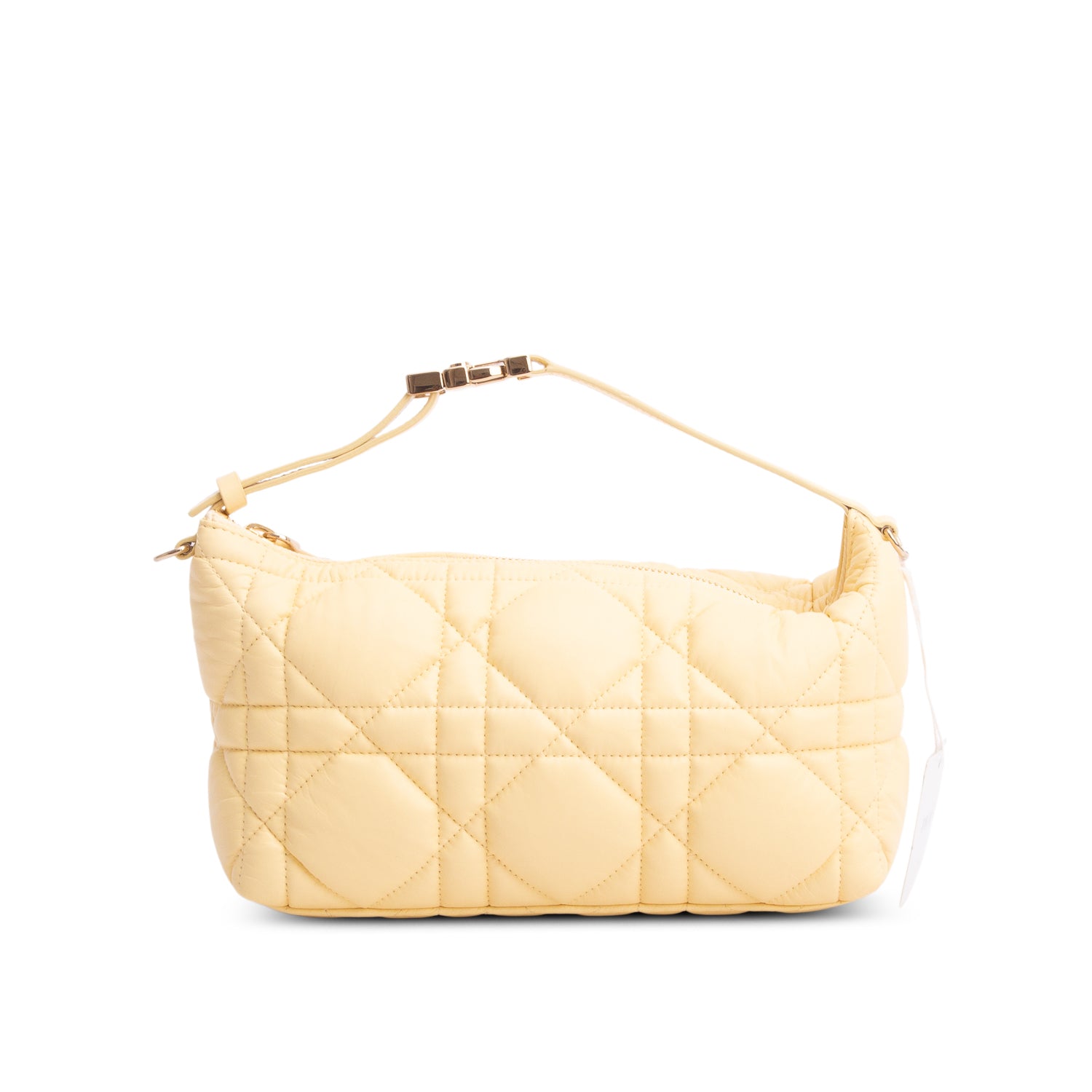 Christian Dior 2022 Yellow Calfskin Macrocannage Medium Travel Nomad Pouch