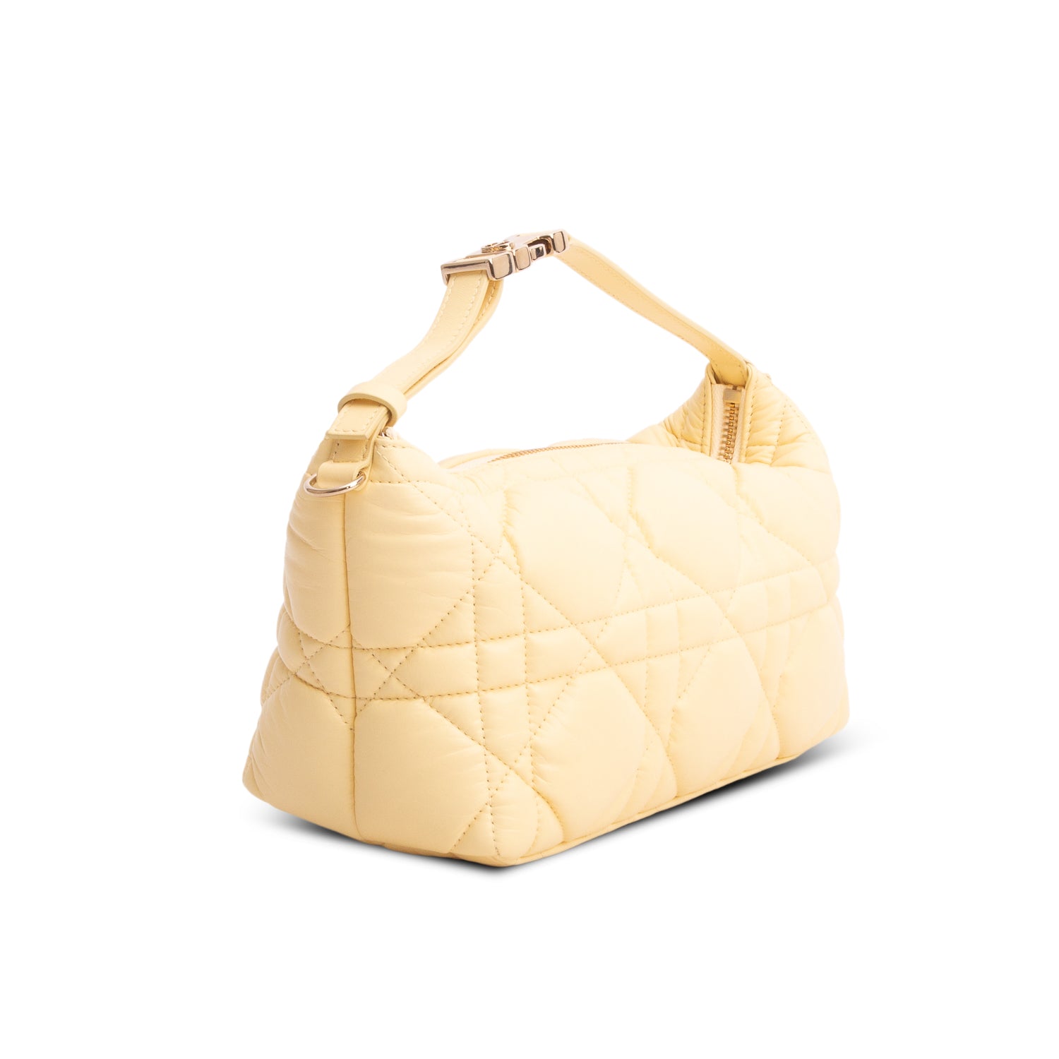 Christian Dior 2022 Yellow Calfskin Macrocannage Medium Travel Nomad Pouch