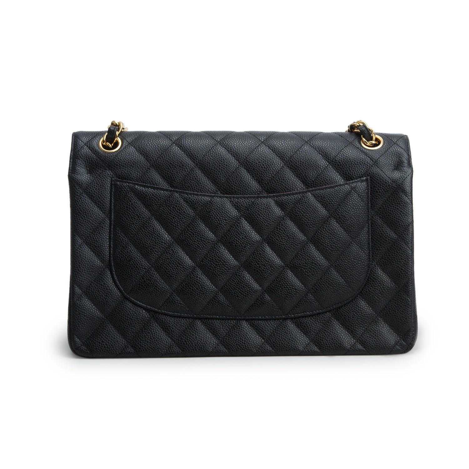 Chanel Black Caviar Quilted Leather Classic Jumbo Double Flap Bag