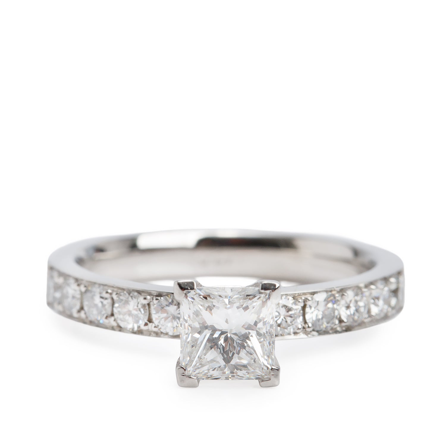14k White Gold 1.08 ct. Princess Cut Diamond Engagement Ring, Size 8.75