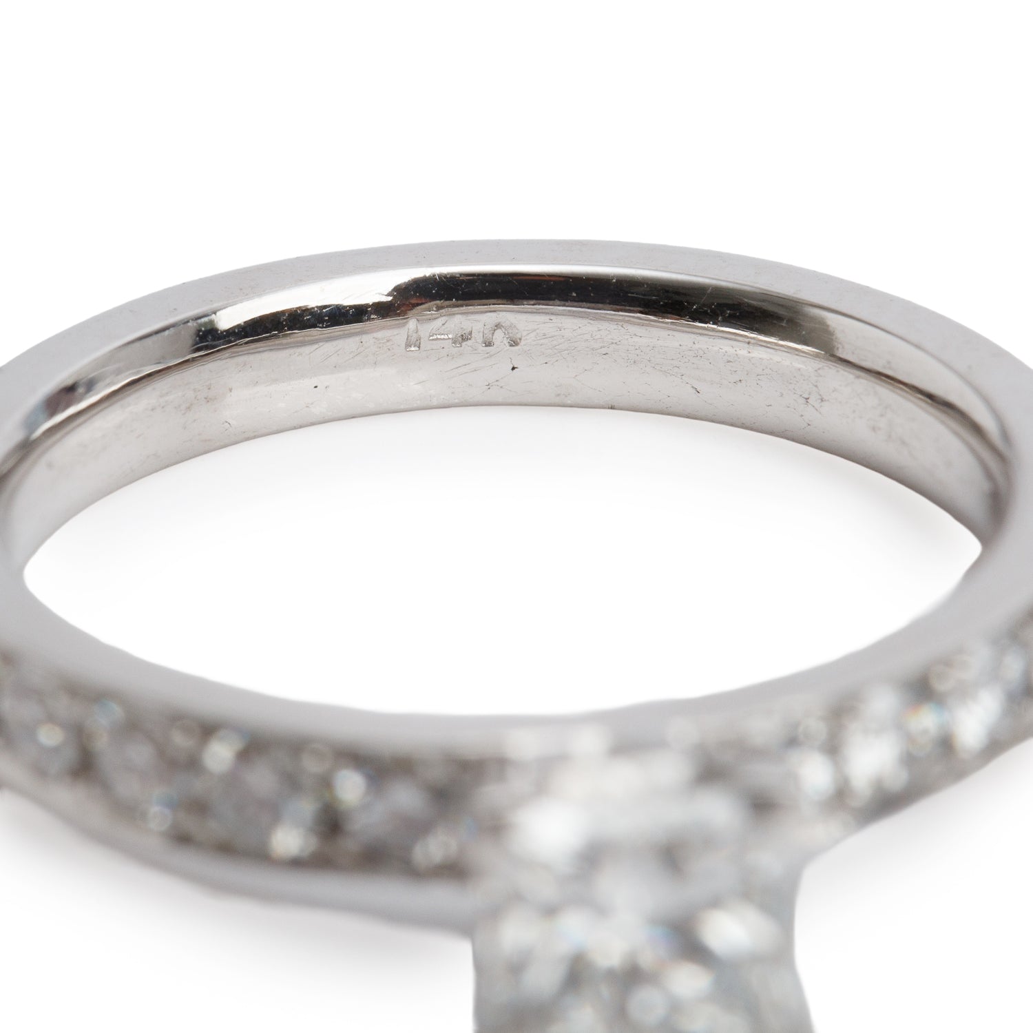 14k White Gold 1.08 ct. Princess Cut Diamond Engagement Ring, Size 8.75
